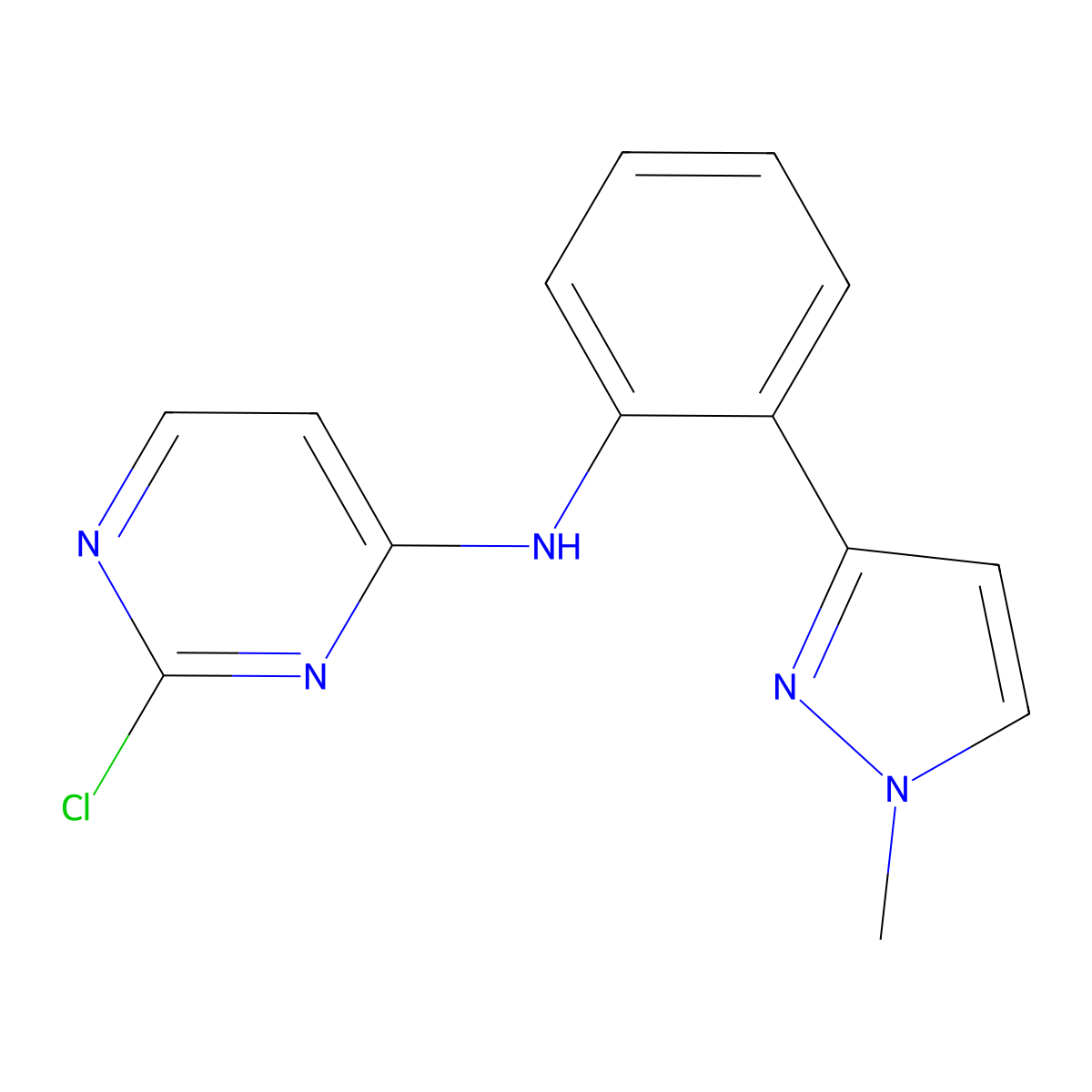 2-chloro-N-(2-(1-methyl-1H-pyrazol-3-yl)phenyl)pyrimidin-4-amine molecular structure, CAS 2135586-31-9