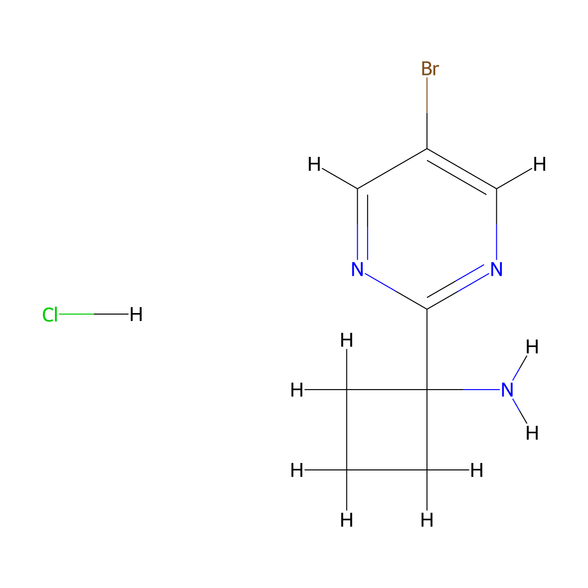 1-(5-Bromopyrimidin-2-yl)cyclobutan-1-amine hydrochloride molecular structure, CAS 2135587-14-1