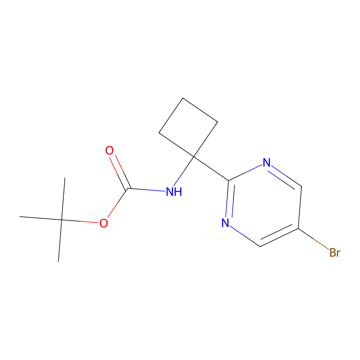 1-(5-Bromo-2-pyrimidinyl)-N-Boc-cyclobutanamine molecular structure, CAS 2135587-15-2