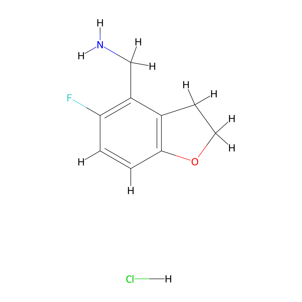 (5-Fluoro-2,3-dihydrobenzofuran-4-yl)methanamine hydrochloride molecular structure, CAS 2135600-87-0