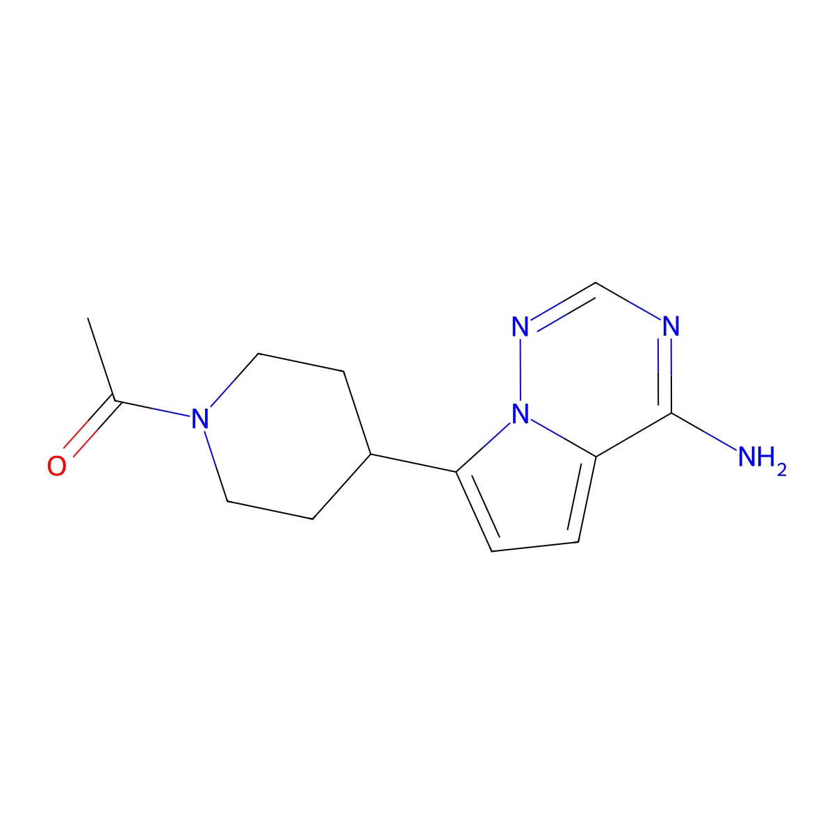 1-(4-(4-Aminopyrrolo[2,1-f][1,2,4]triazin-7-yl)piperidin-1-yl)ethan-1-one molecular structure, CAS 2135644-81-2