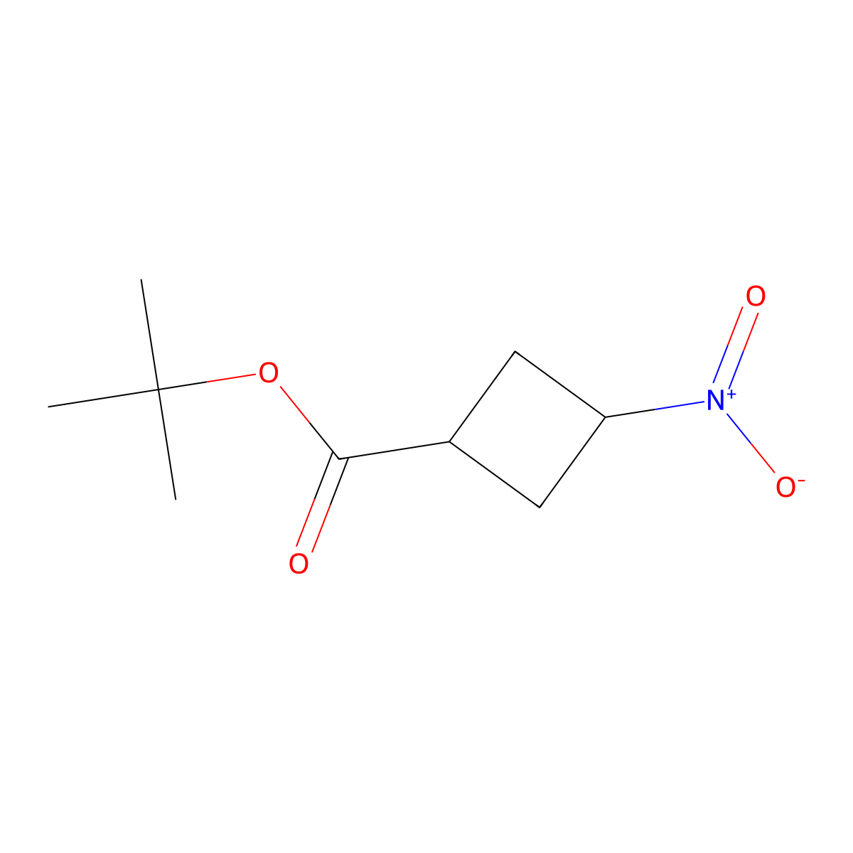 tert-Butyl 3-nitrocyclobutanecarboxylate molecular structure, CAS 2135785-59-8