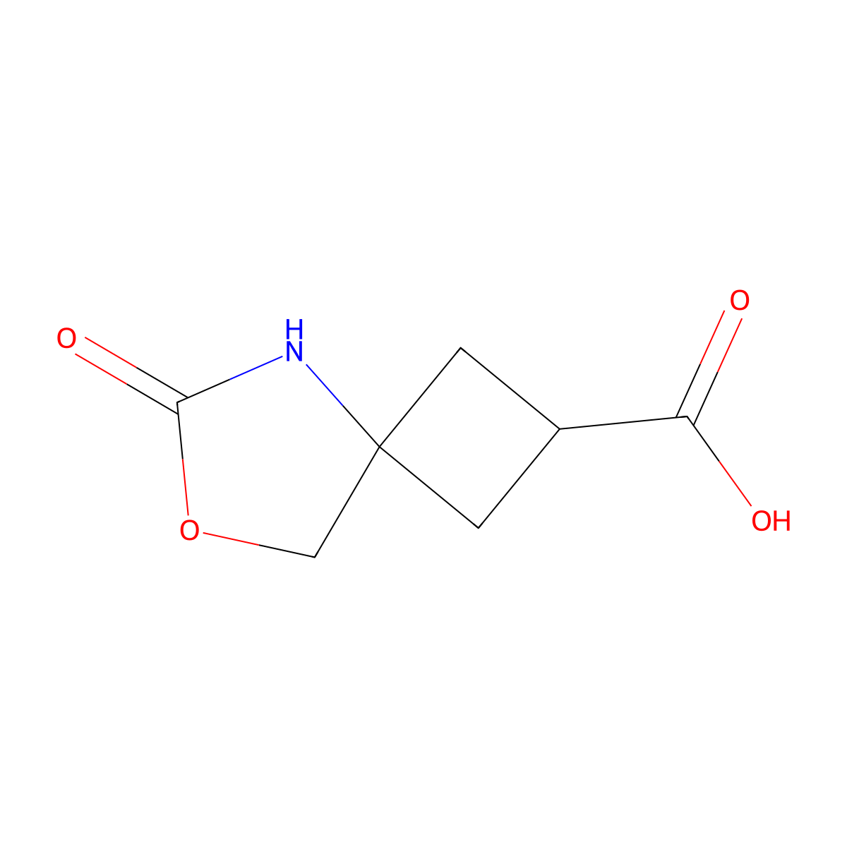 Rac-(2s,4s)-6-oxo-7-oxa-5-azaspiro[3.4]octane-2-carboxylic acid molecular structure, CAS 2135785-62-3