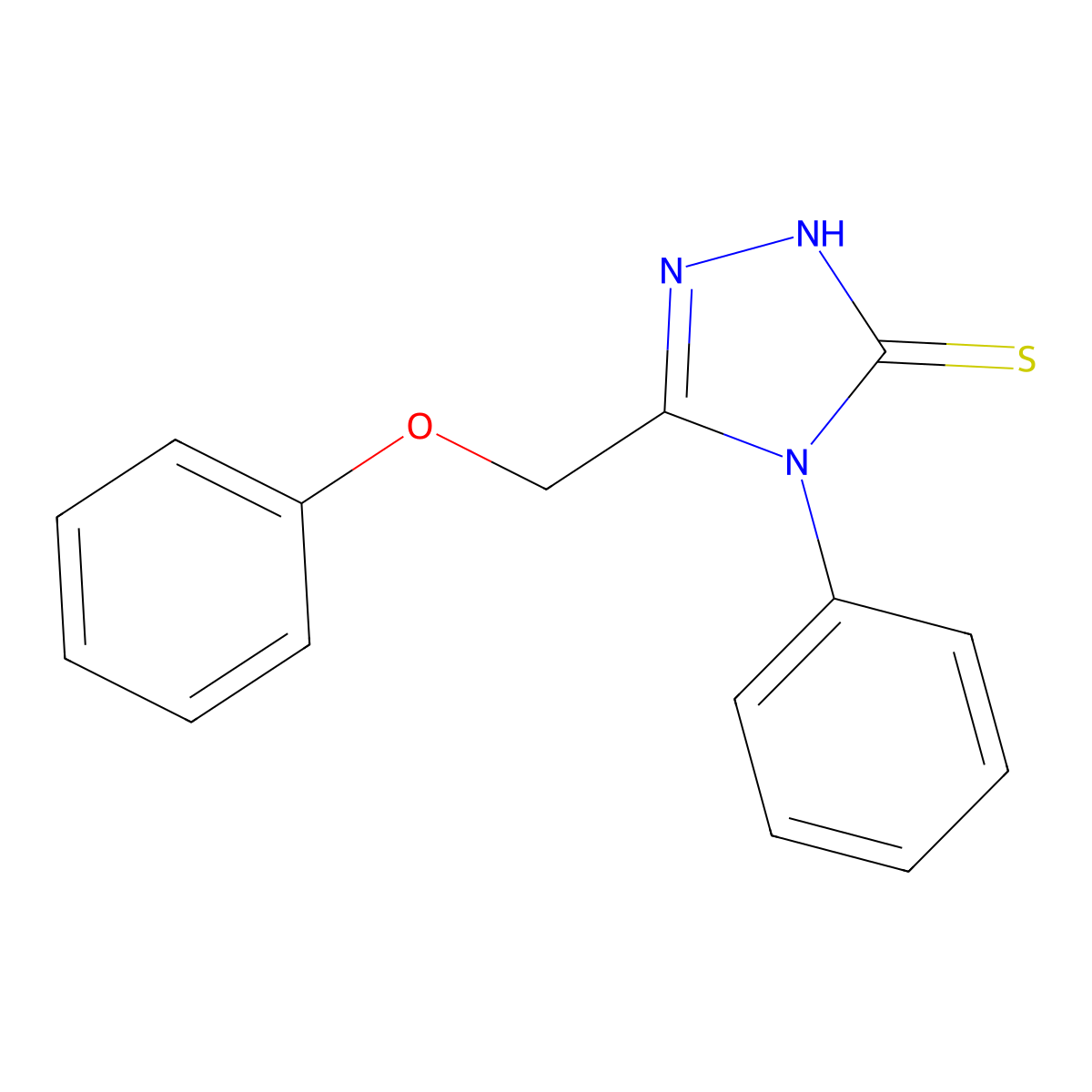 2,4-Dihydro-5-(phenoxymethyl)-4-phenyl-3H-1,2,4-triazole-3-thione molecular structure, CAS 21358-13-4