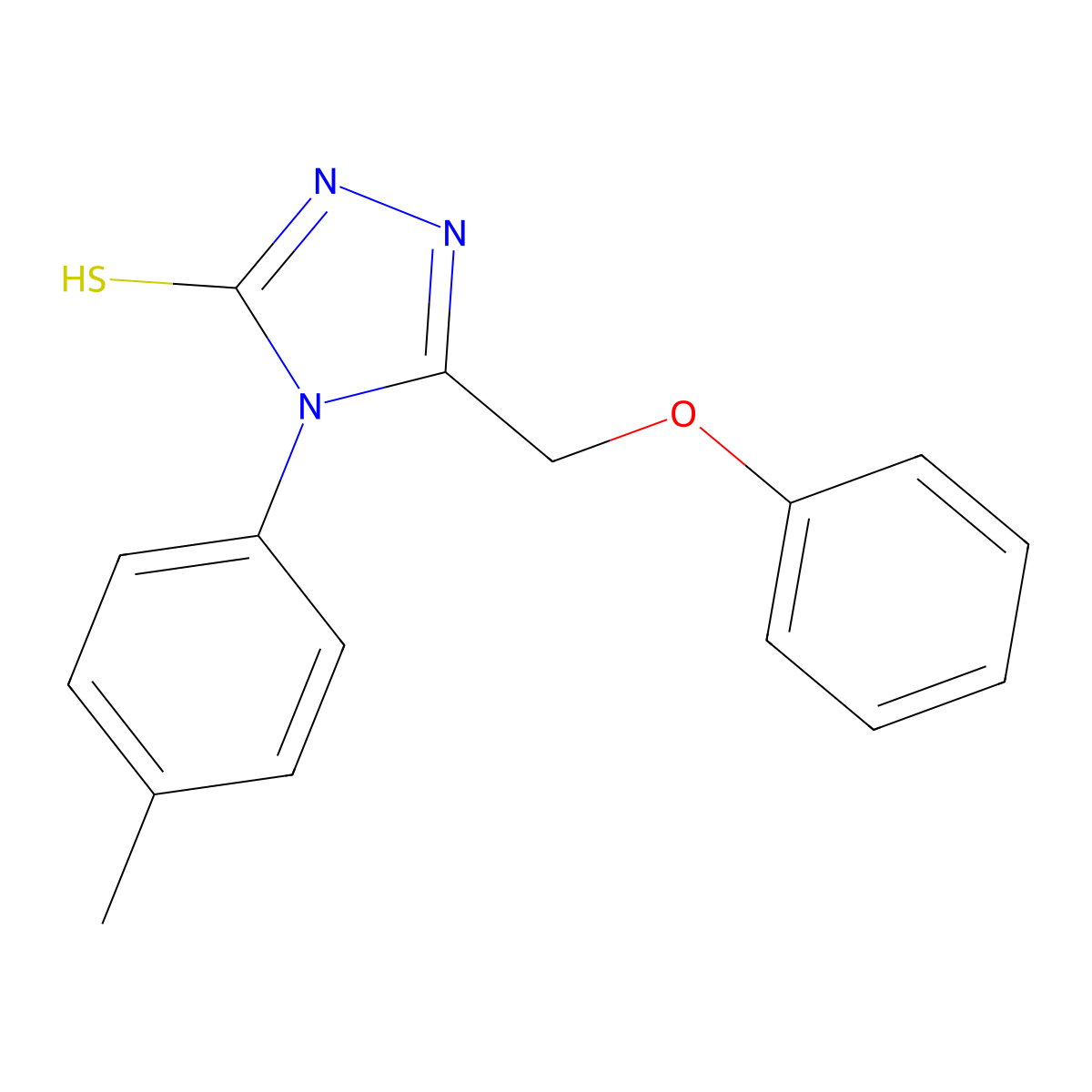 4-(4-Methylphenyl)-5-(phenoxymethyl)-2,4-dihydro-3H-1,2,4-triazole-3-thione molecular structure, CAS 21358-14-5