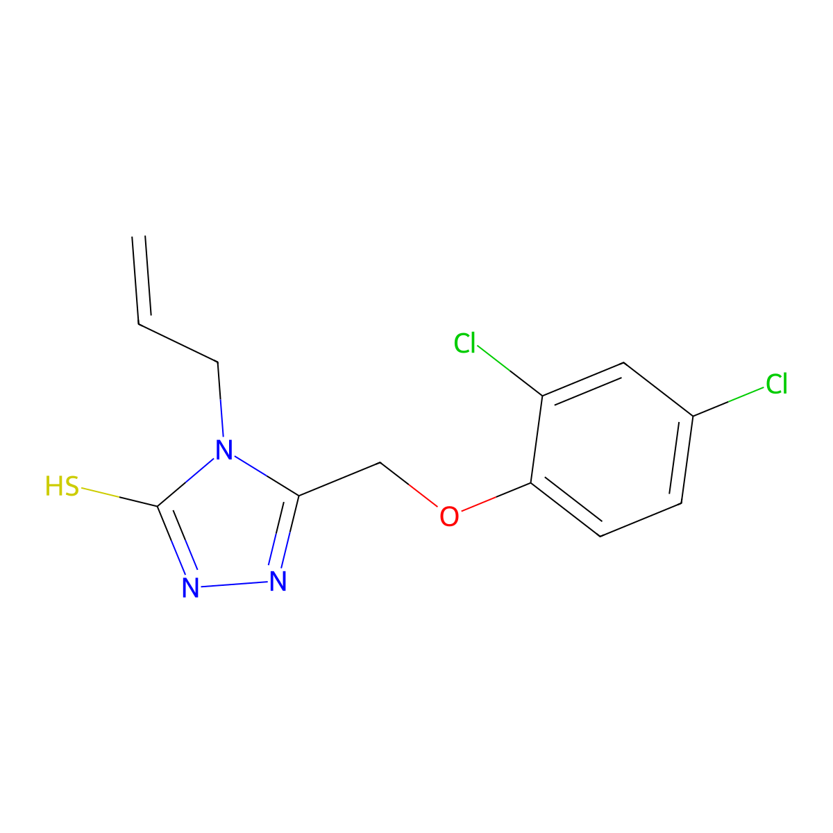 4-allyl-5-[(2,4-dichlorophenoxy)methyl]-4H-1,2,4-triazole-3-thiol molecular structure, CAS 21358-18-9