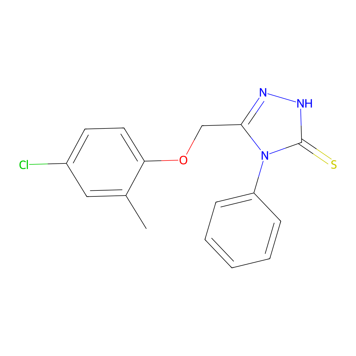 3-[(4-chloro-2-methylphenoxy)methyl]-4-phenyl-1H-1,2,4-triazole-5-thione molecular structure, CAS 21358-23-6