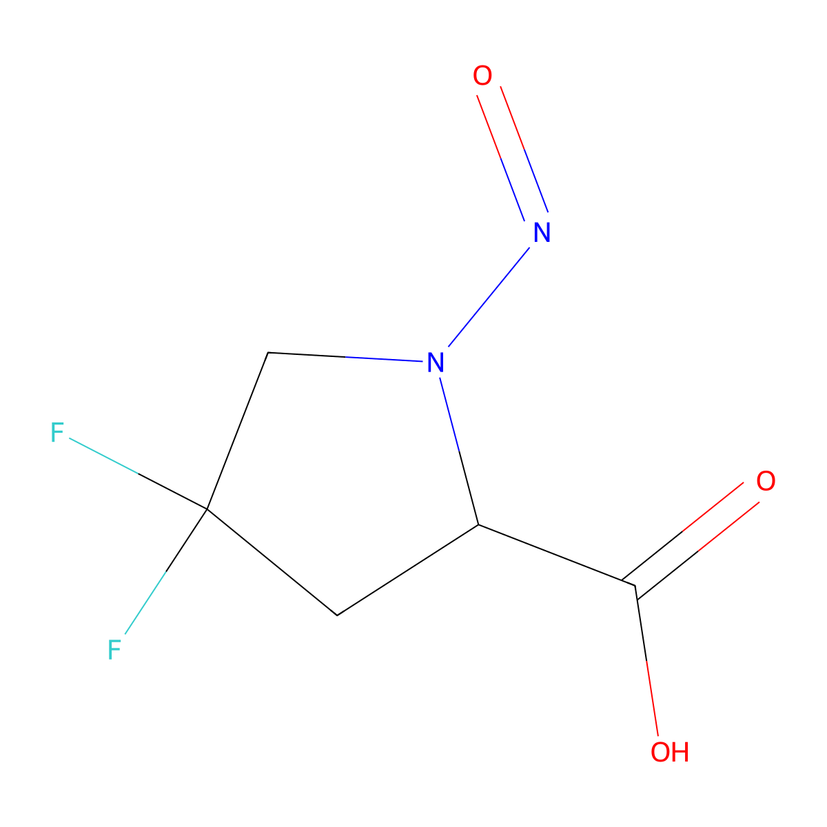 (2S)-4,4-difluoro-1-nitrosopyrrolidine-2-carboxylic acid molecular structure, CAS 2135831-36-4