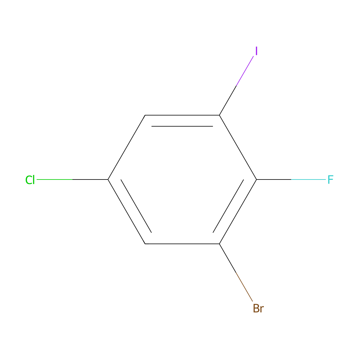 1-Bromo-5-chloro-2-fluoro-3-iodobenzene molecular structure, CAS 2135861-24-2