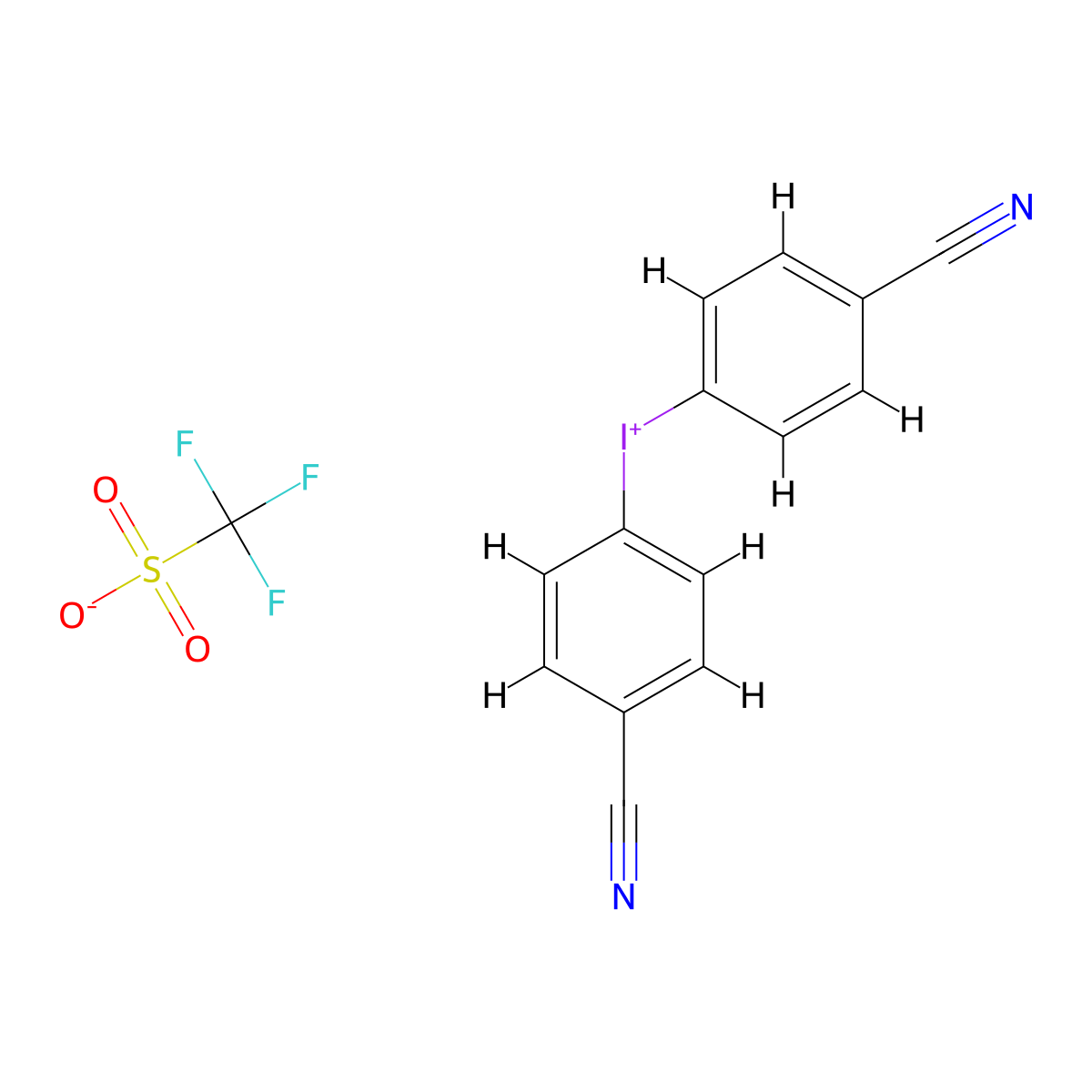Bis(4-cyanophenyl)iodonium Trifluoromethanesulfonate molecular structure, CAS 2135865-59-5