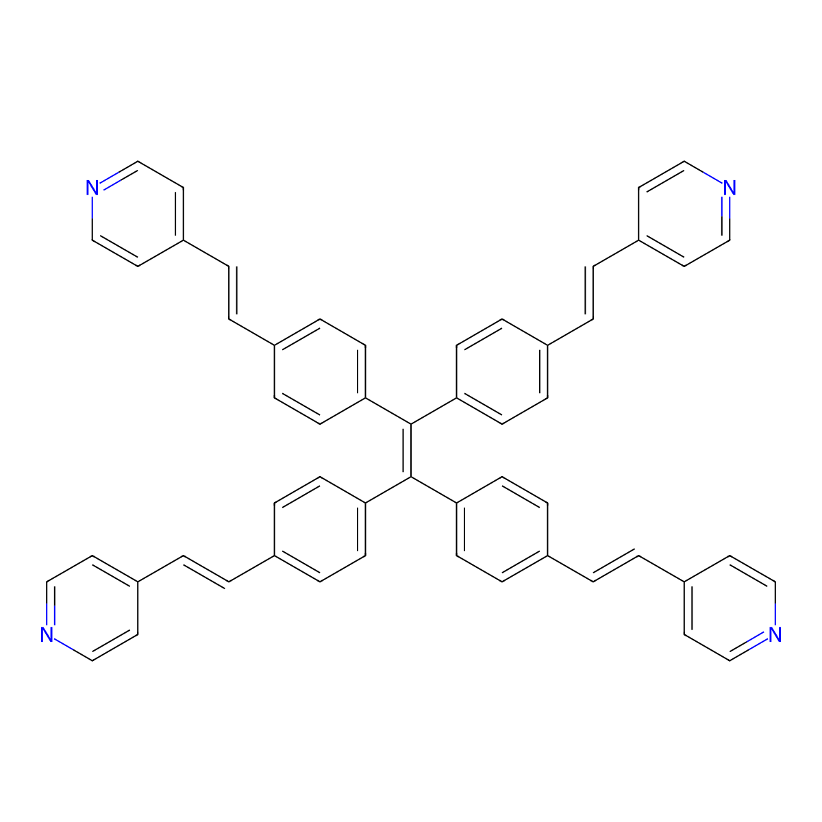 1,1,2,2-Tetrakis(4-((E)-2-(pyridin-4-yl)vinyl)phenyl)ethene molecular structure, CAS 2135870-71-0