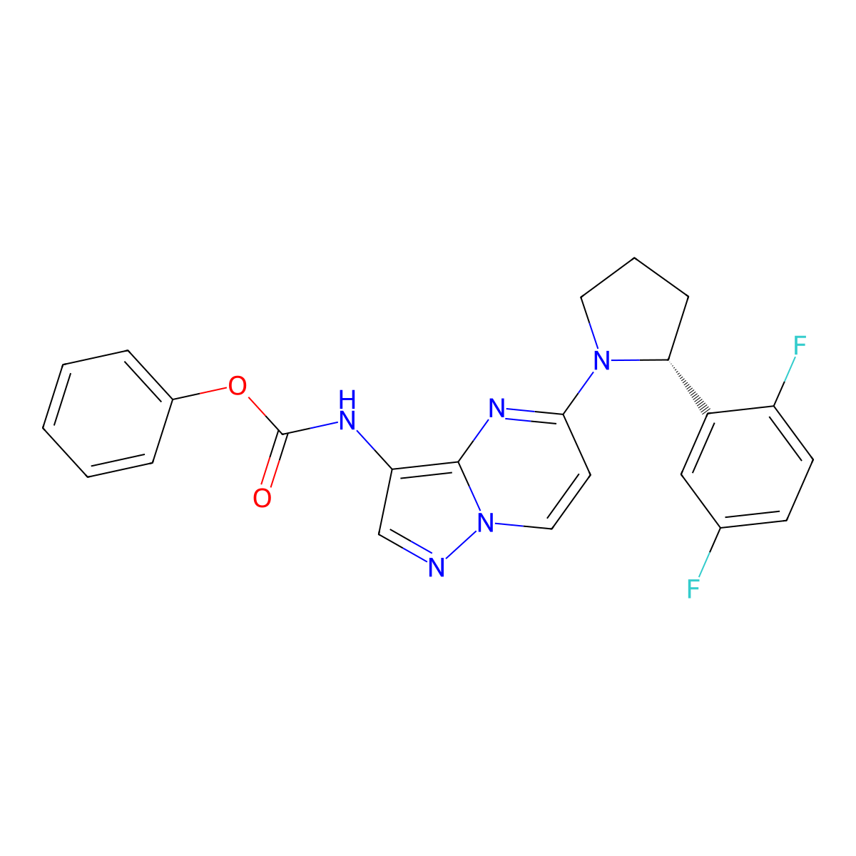 (R)-phenyl (5-(2-(2,5-difluorophenyl)pyrrolidin-1-yl)pyrazolo[1,5-a]pyrimidin-3-yl)carbamate molecular structure, CAS 2135871-21-3