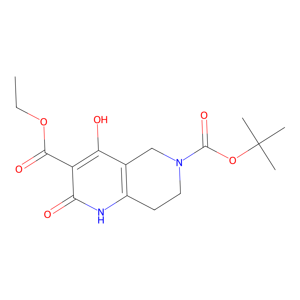 6-(tert-Butyl) 3-ethyl 4-hydroxy-2-oxo-1,5,7,8-tetrahydro-1,6-naphthyridine-3,6(2H)-dicarboxylate molecular structure, CAS 2135936-05-7