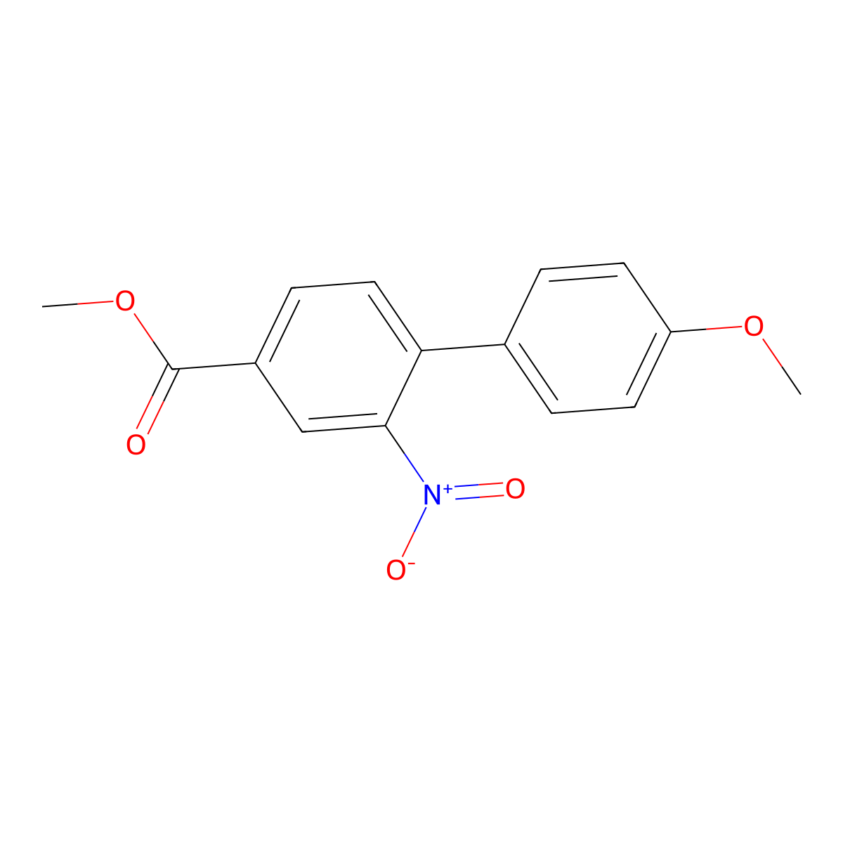 Methyl 4'-methoxy-2-nitro(1,1'-biphenyl)-4-carboxylate molecular structure, CAS 213596-34-0