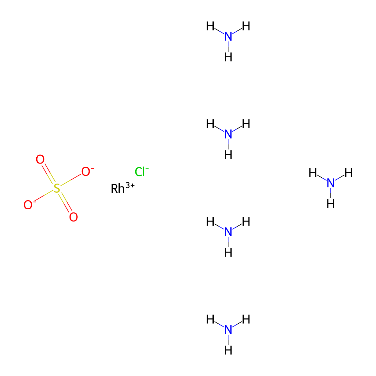 Rhodium(2+), pentaamminechloro-, (OC-6-22)-, sulfate (1:1) molecular structure, CAS 21360-80-5
