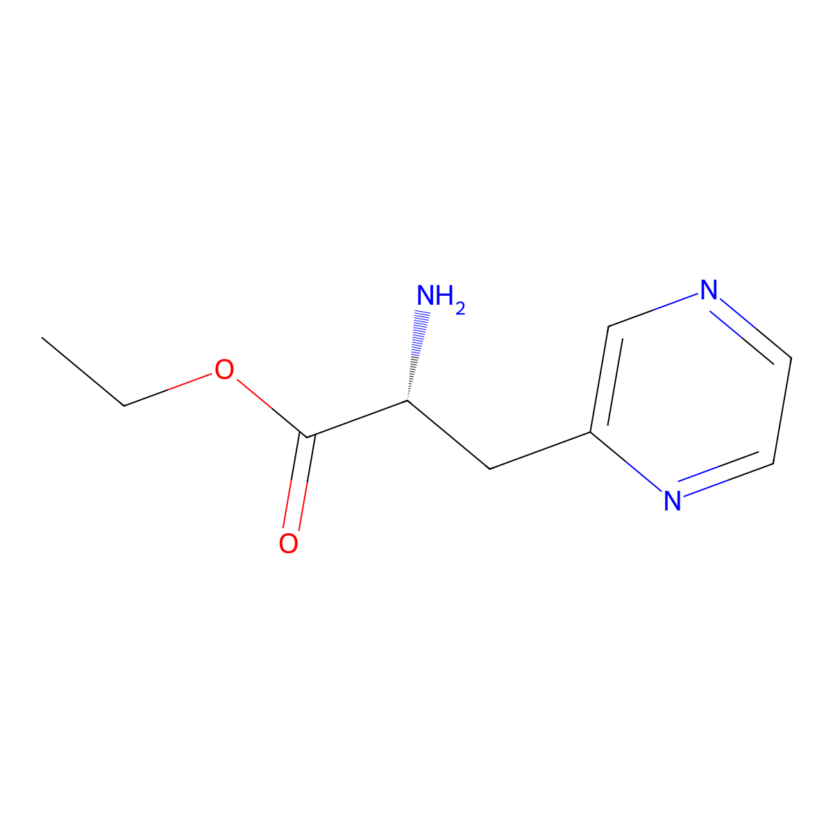 ethyl (2R)-2-amino-3-(pyrazin-2-yl)propanoate molecular structure, CAS 2136090-69-0