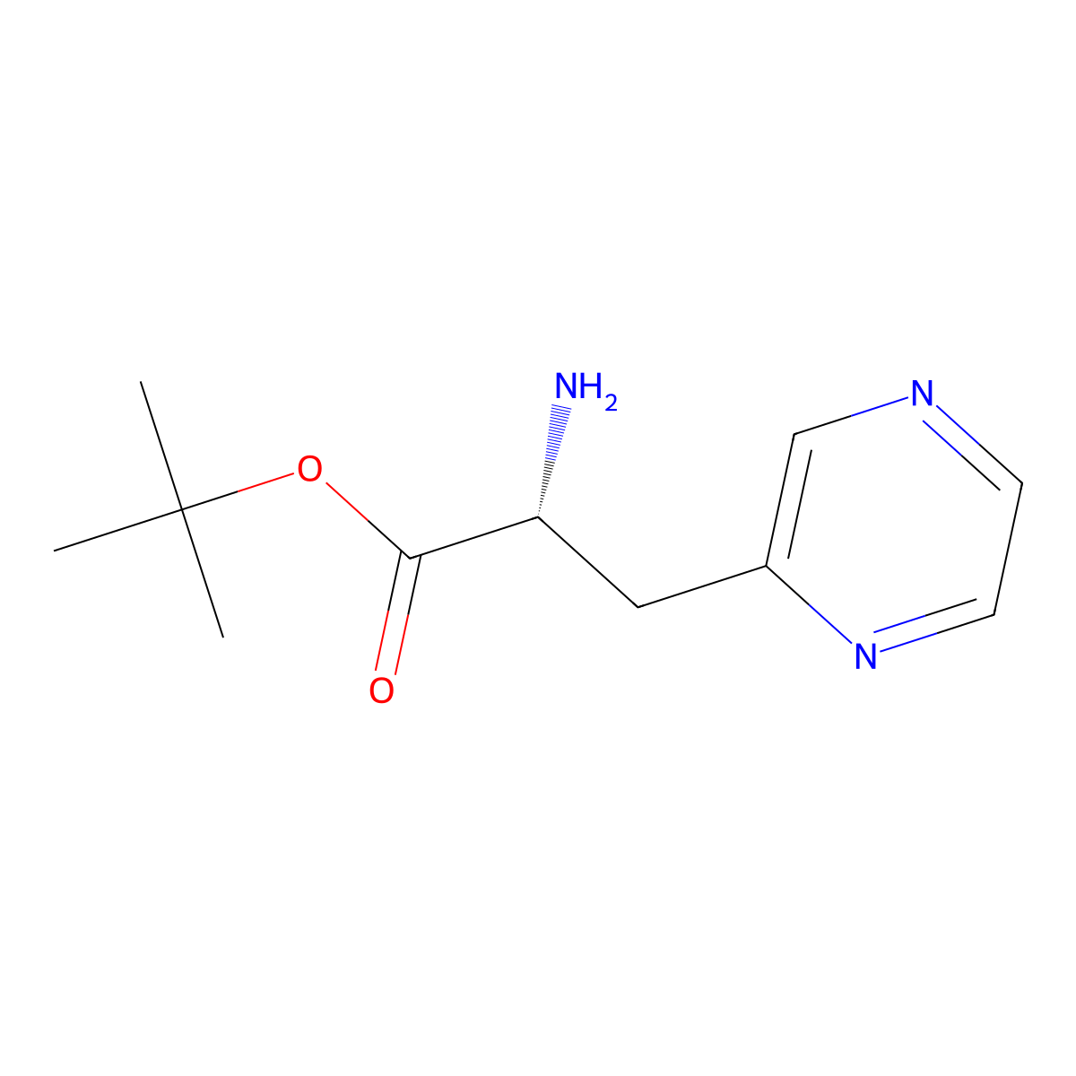 tert-butyl (2R)-2-amino-3-(pyrazin-2-yl)propanoate molecular structure, CAS 2136116-41-9