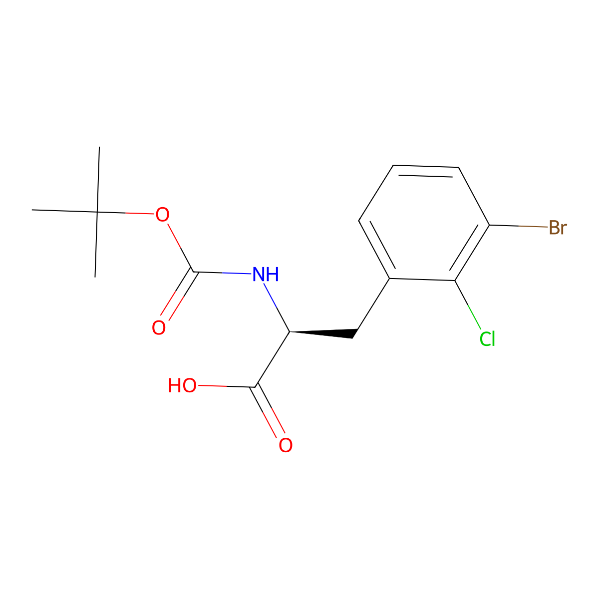 3-Bromo-2-chloro-N-Boc-L-phenylalanine molecular structure, CAS 2136146-03-5