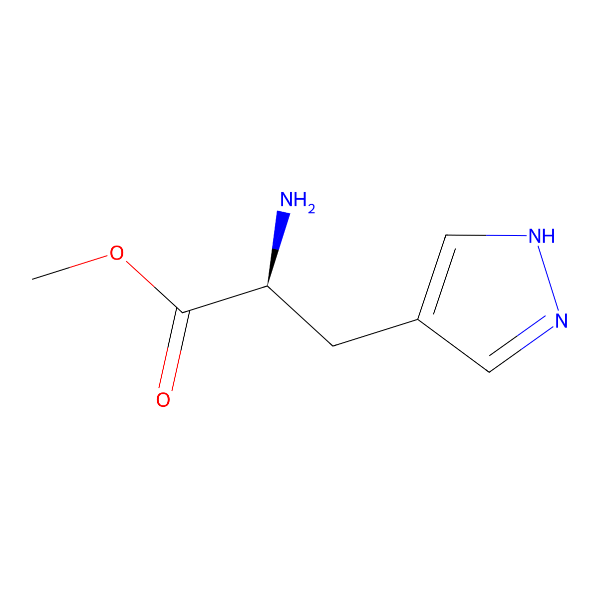 methyl (2S)-2-amino-3-(1H-pyrazol-4-yl)propanoate molecular structure, CAS 2136182-45-9