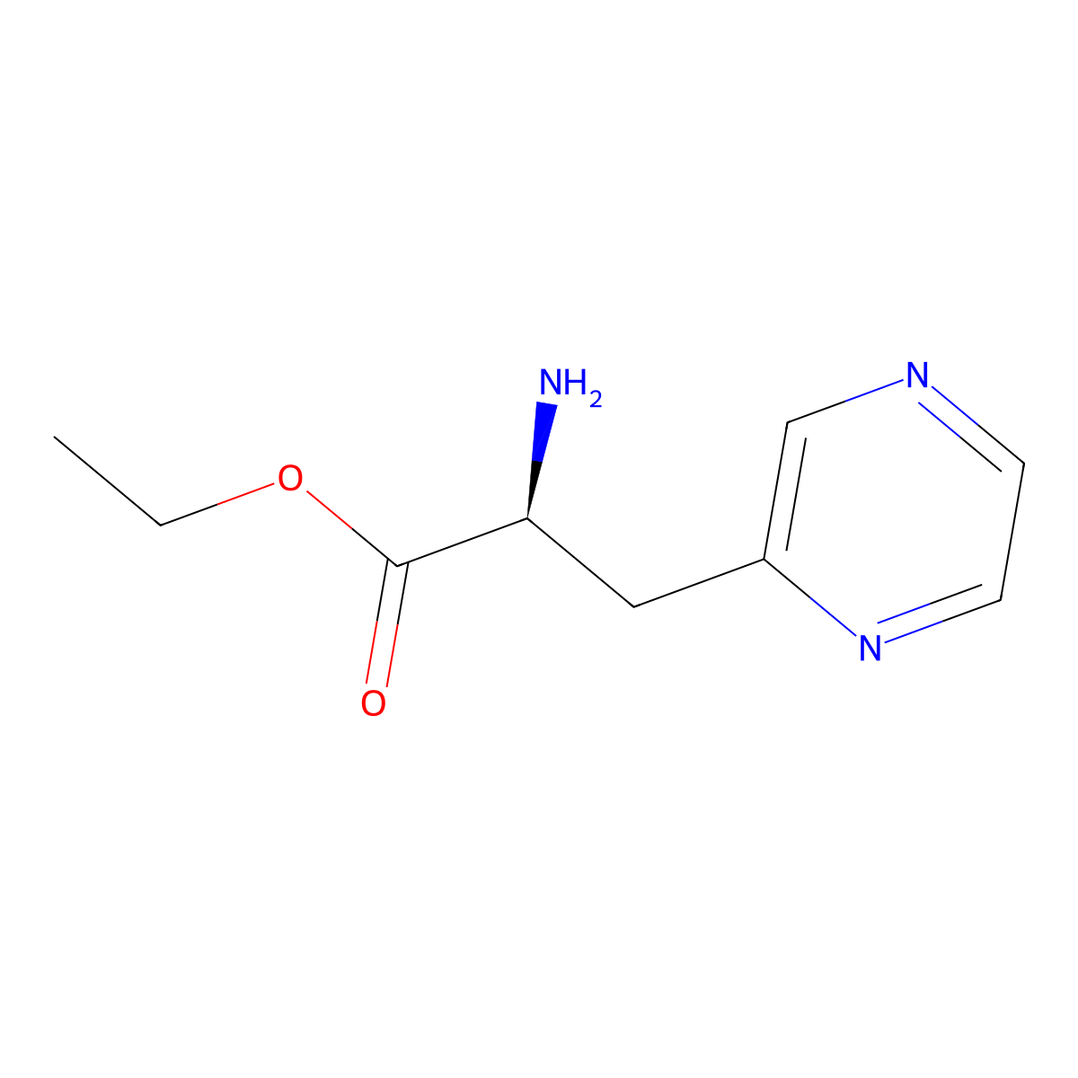 ethyl (2S)-2-amino-3-(pyrazin-2-yl)propanoate molecular structure, CAS 2136218-48-7