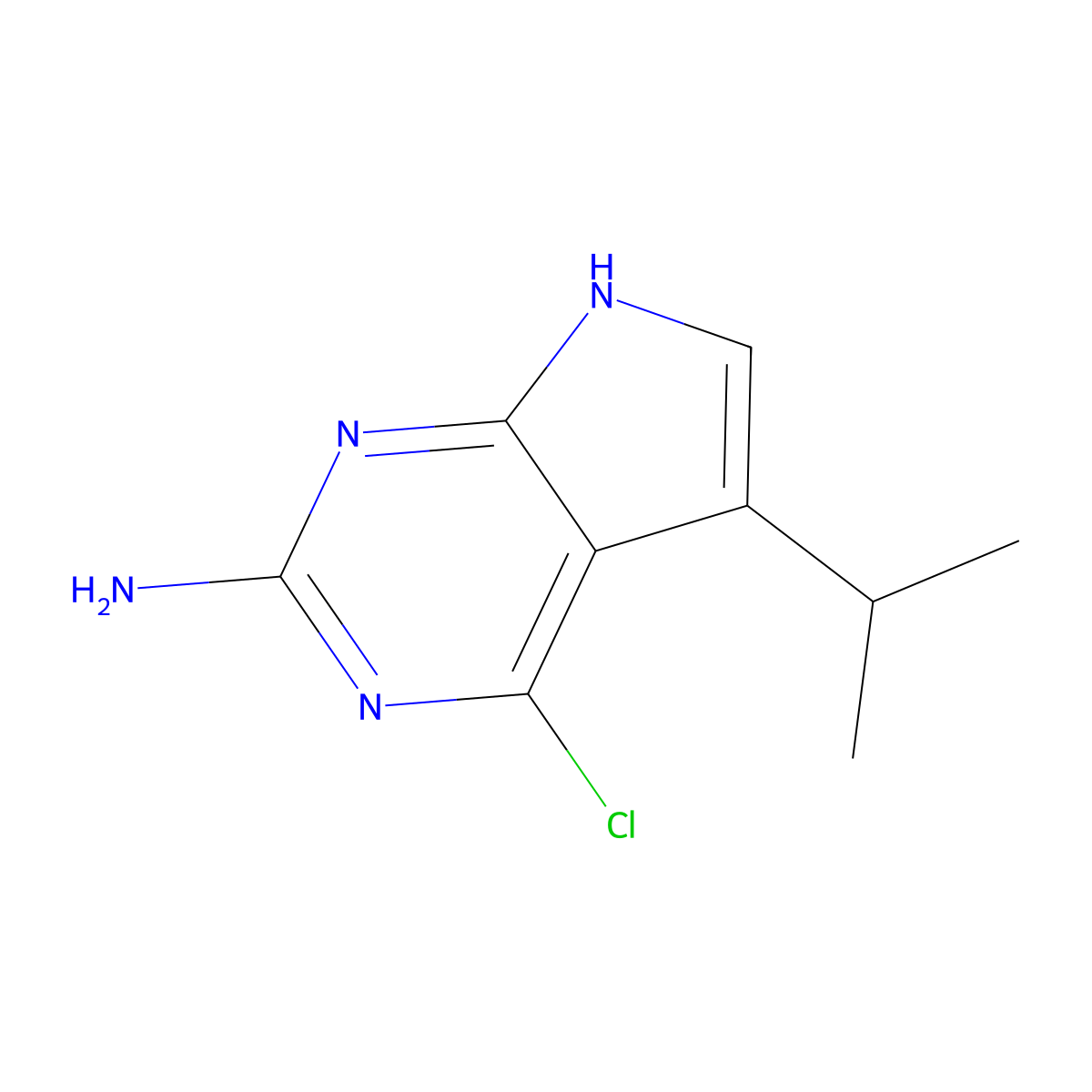 4-Chloro-5-isopropyl-7H-pyrrolo[2,3-d]pyrimidin-2-amine molecular structure, CAS 213623-60-0