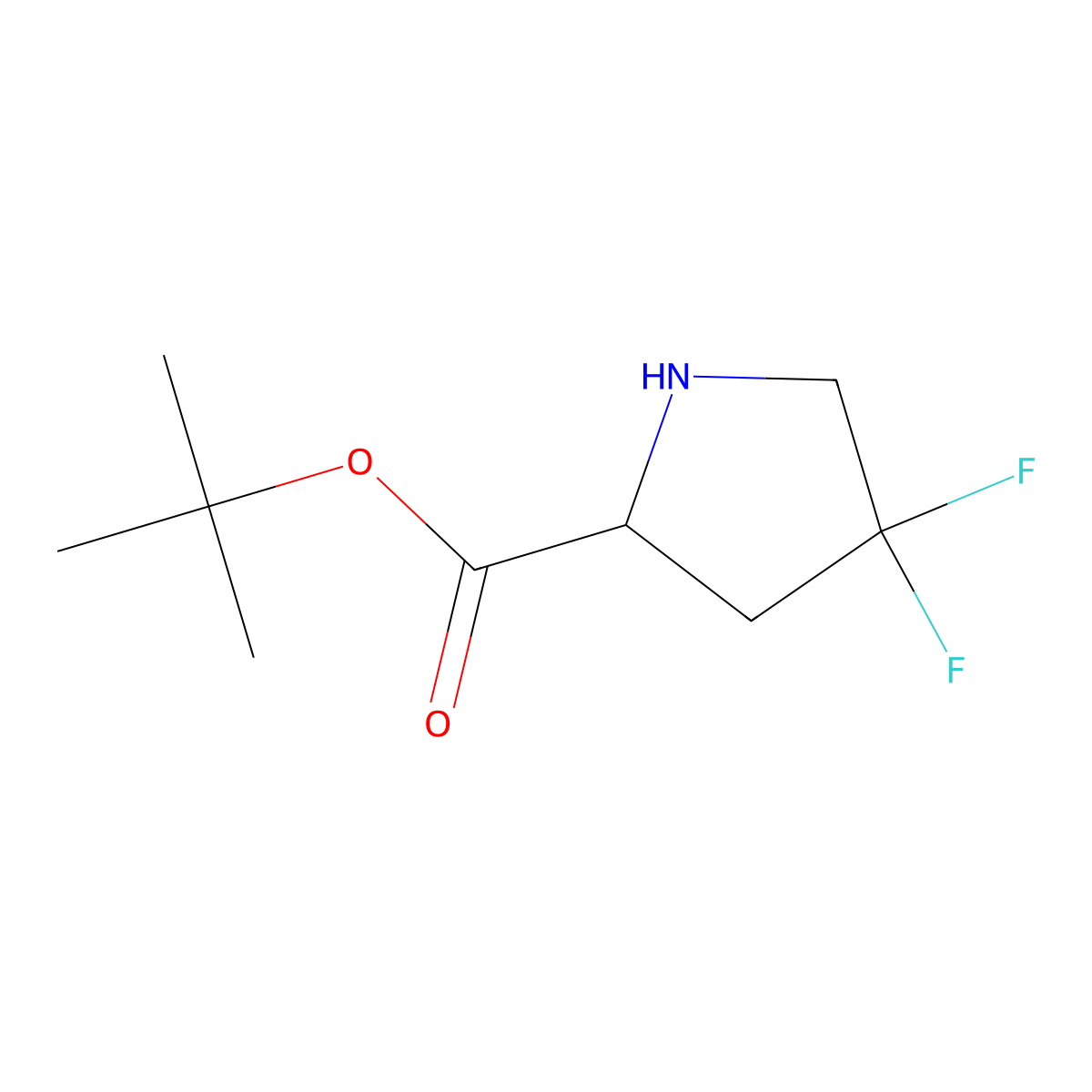 tert-Butyl (R)-4,4-difluoropyrrolidine-2-carboxylate molecular structure, CAS 2136231-08-6