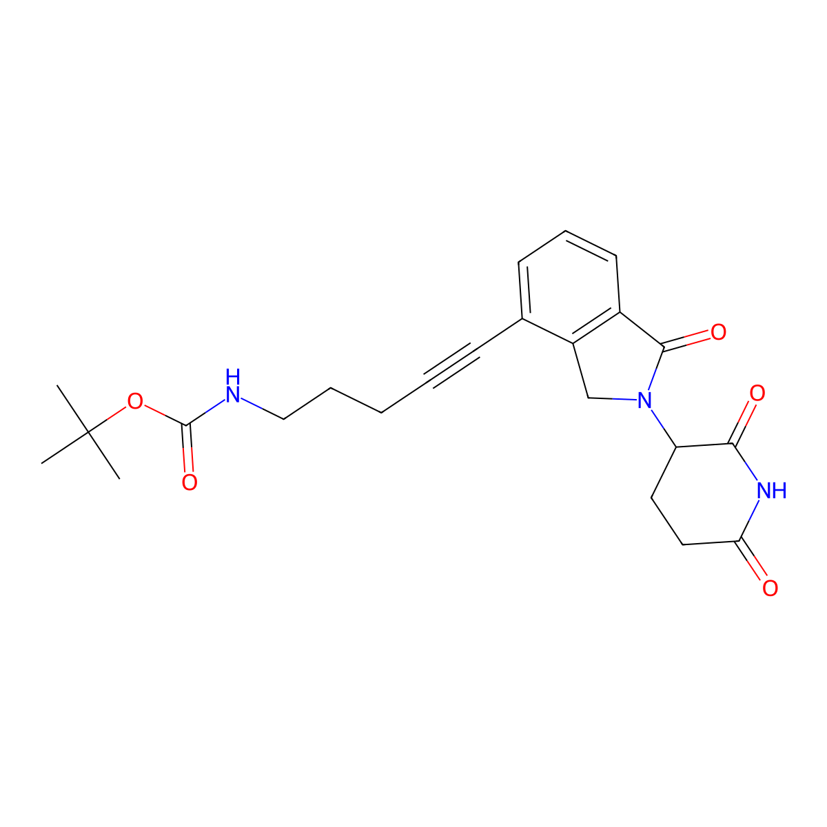 tert-Butyl (5-(2-(2,6-dioxopiperidin-3-yl)-1-oxoisoindolin-4-yl)pent-4-yn-1-yl)carbamate molecular structure, CAS 2136248-15-0