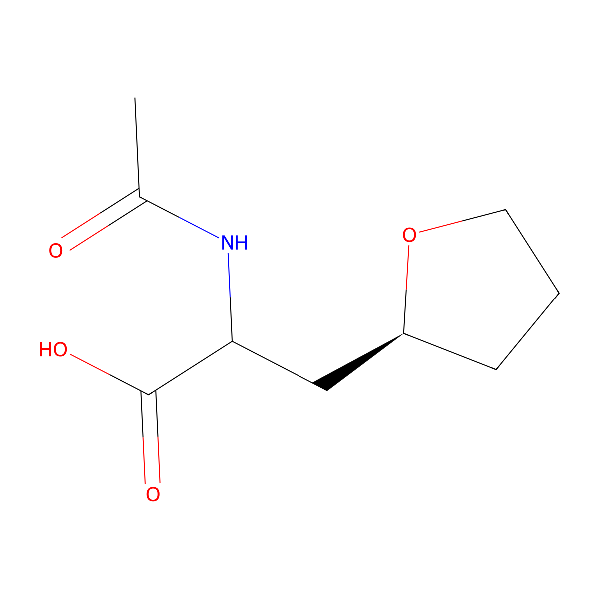 2-acetamido-3-[(2S)-oxolan-2-yl]propanoic acid molecular structure, CAS 2136284-85-8