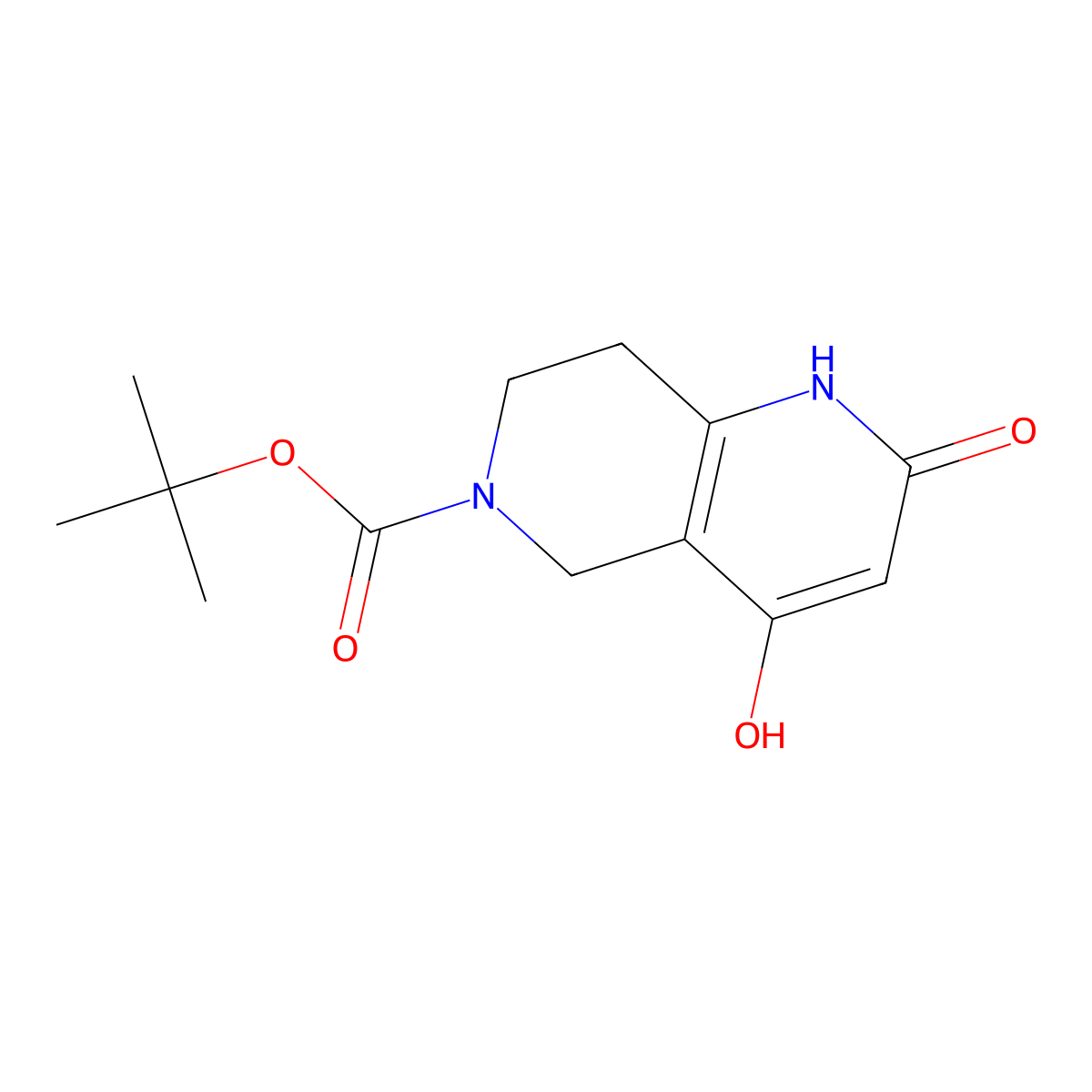 Tert-butyl 4-hydroxy-2-oxo-1,2,5,6,7,8-hexahydro-1,6-naphthyridine-6-carboxylate molecular structure, CAS 2136374-41-7