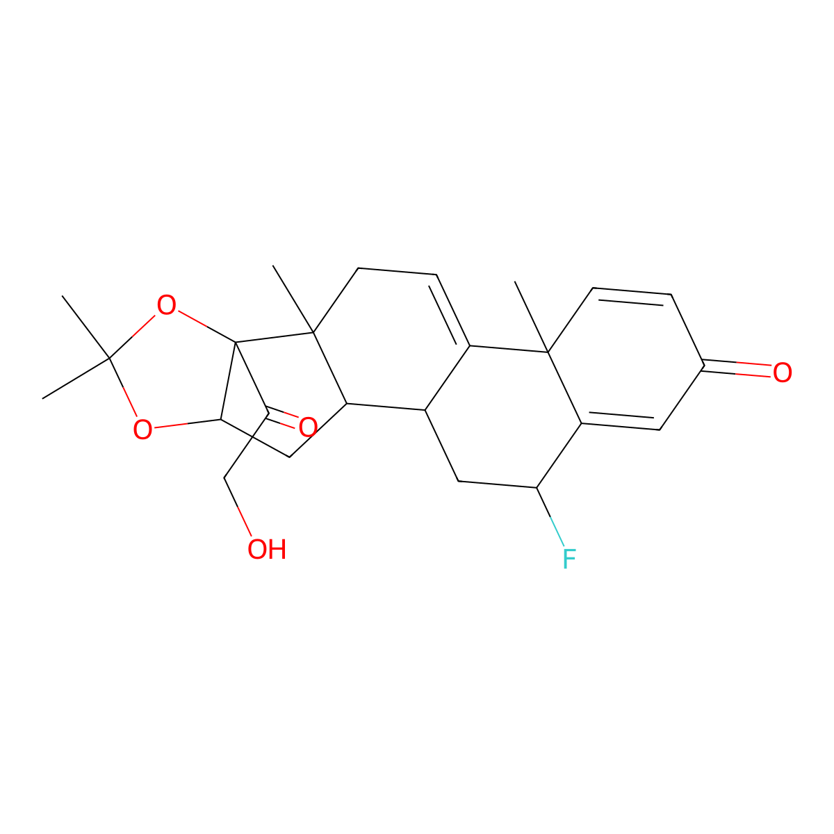 19-Fluoro-8-(2-hydroxyacetyl)-6,6,9,13-tetramethyl-5,7-dioxapentacyclo[10.8.0.02,9.04,8.013,18]icosa-11,14,17-trien-16-one molecular structure, CAS 21365-80-0