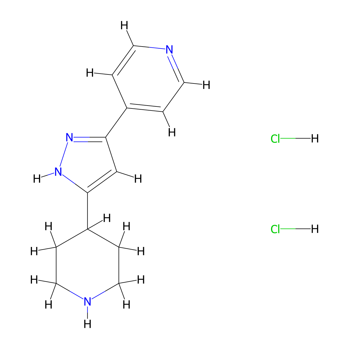 4-[3-(piperidin-4-yl)-1H-pyrazol-5-yl]pyridine dihydrochloride molecular structure, CAS 2136571-30-5