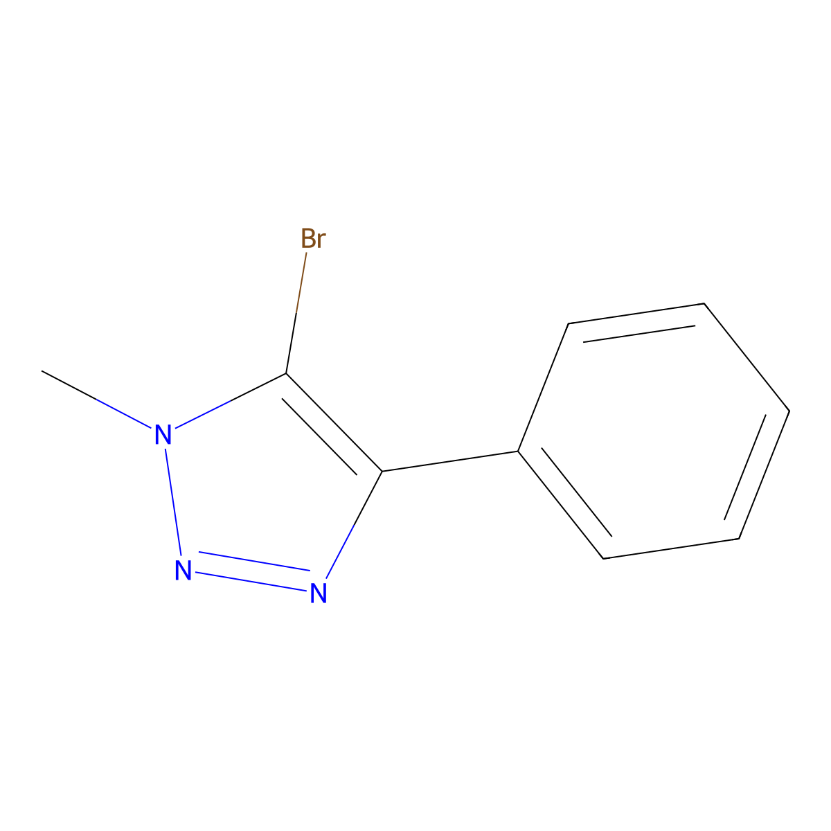 5-bromo-1-methyl-4-phenyl-1H-1,2,3-triazole molecular structure, CAS 2136613-24-4