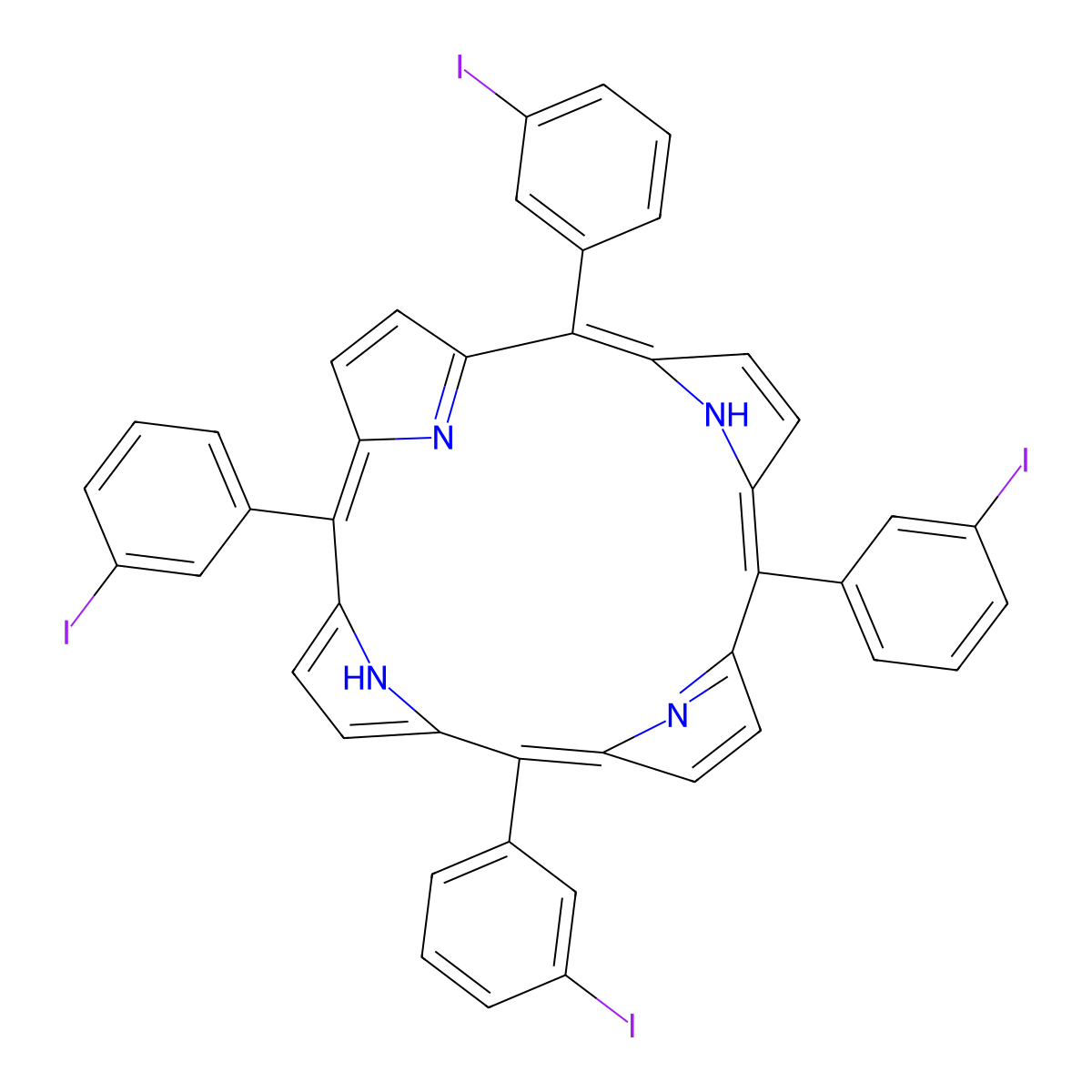 5,10,15,20-Tetrakis(3-iodophenyl)porphyrin molecular structure, CAS 2136630-26-5