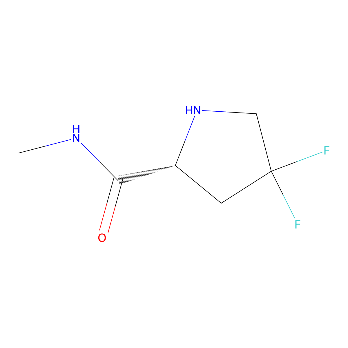 (2R)-4,4-difluoro-N-methylpyrrolidine-2-carboxamide molecular structure, CAS 2136689-96-6