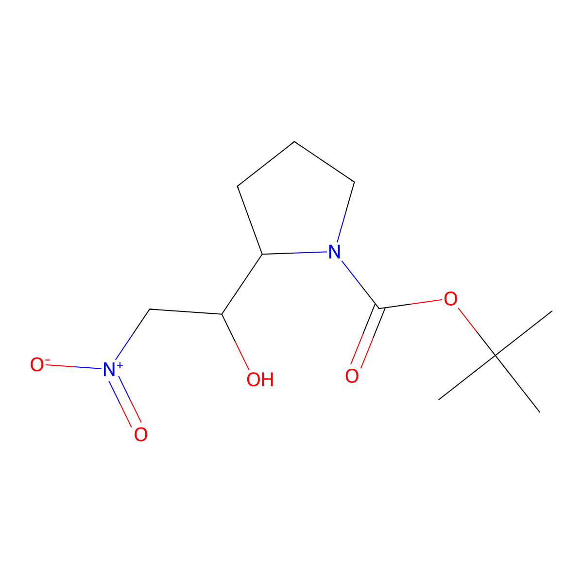 tert-Butyl 2-(1-hydroxy-2-nitroethyl)pyrrolidine-1-carboxylate molecular structure, CAS 213669-43-3