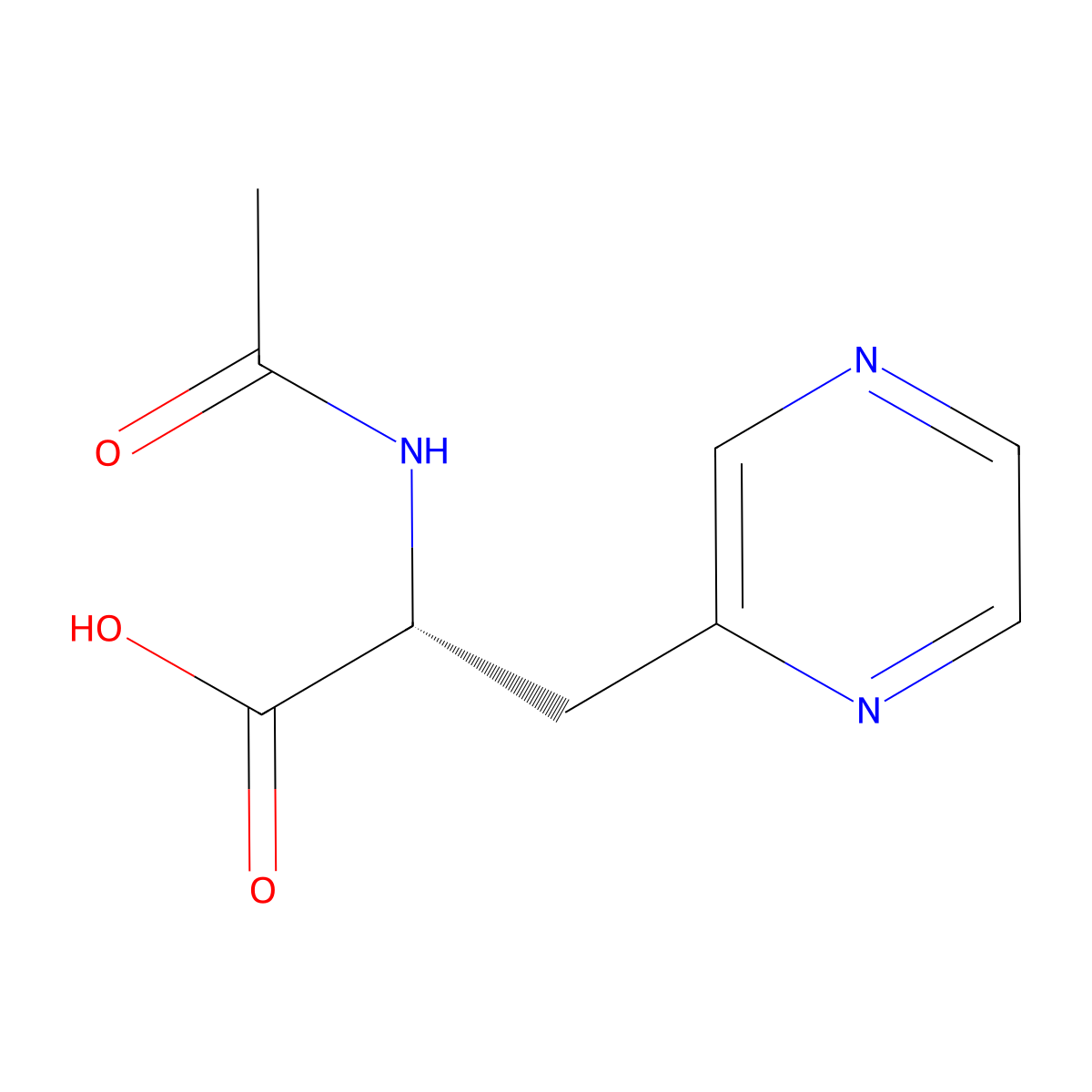 (2R)-2-acetamido-3-(pyrazin-2-yl)propanoic acid molecular structure, CAS 2136697-68-0