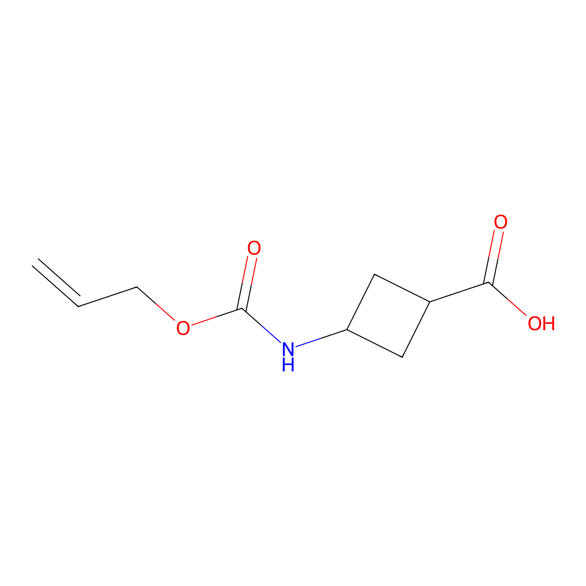 3-{[(Prop-2-en-1-yloxy)carbonyl]amino}cyclobutane-1-carboxylic acid molecular structure, CAS 2136705-66-1