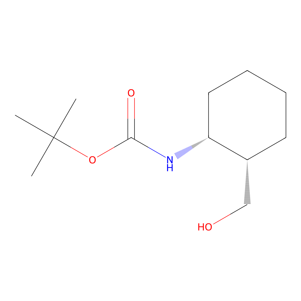 Carbamic acid, [(1R,2S)-2-(hydroxymethyl)cyclohexyl]-,1,1-dimethylethyl ester, rel- molecular structure, CAS 213672-64-1