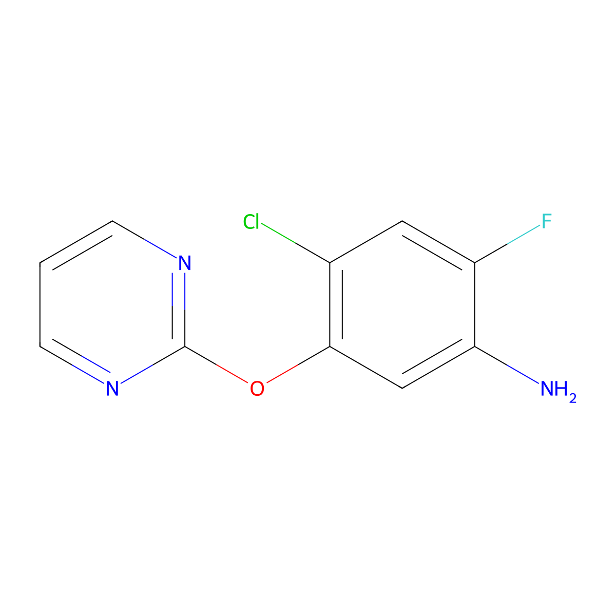 4-Chloro-2-fluoro-5-(2-pyrimidinyloxy)aniline molecular structure, CAS 213675-94-6