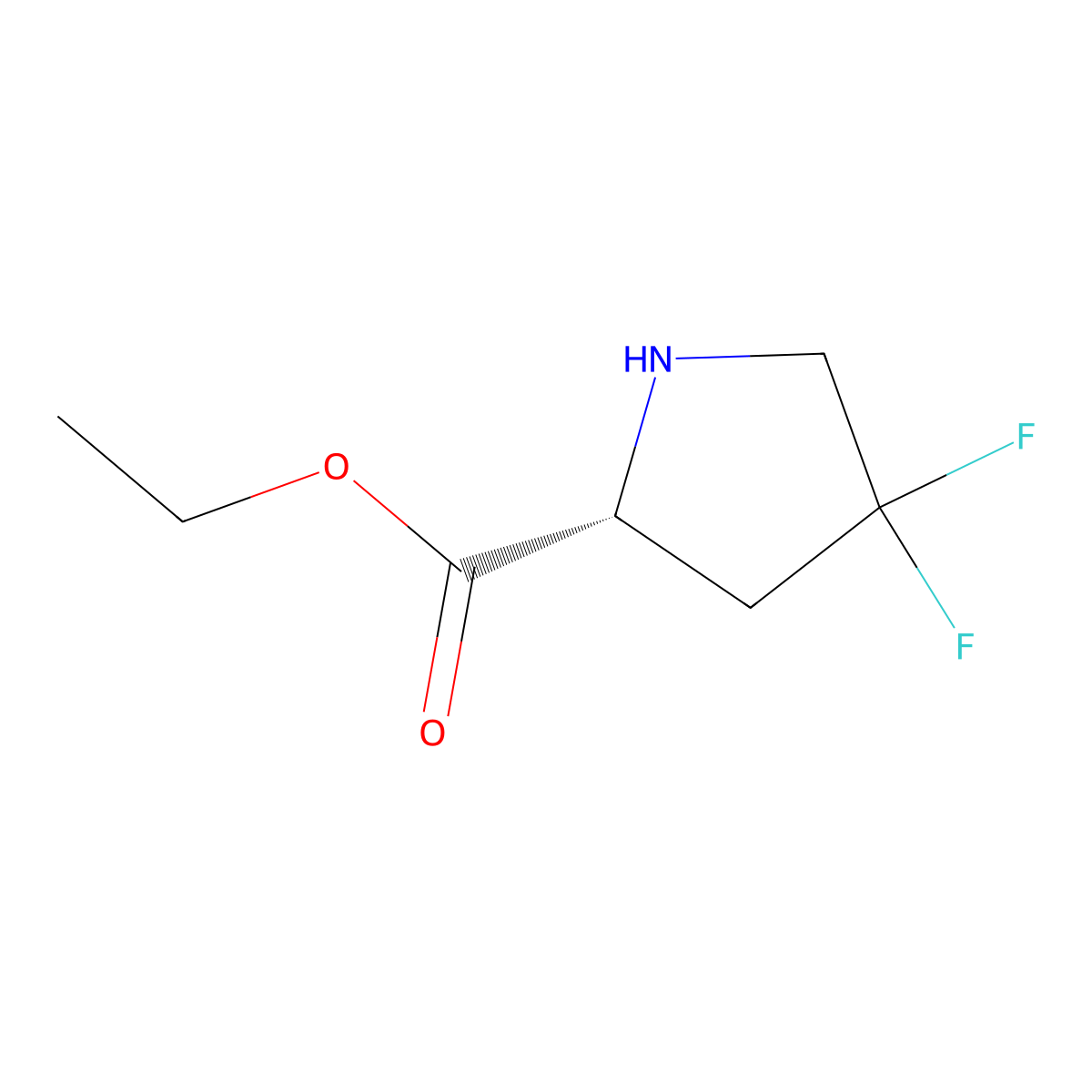 Ethyl (2R)-4,4-difluoropyrrolidine-2-carboxylate molecular structure, CAS 2136777-08-5