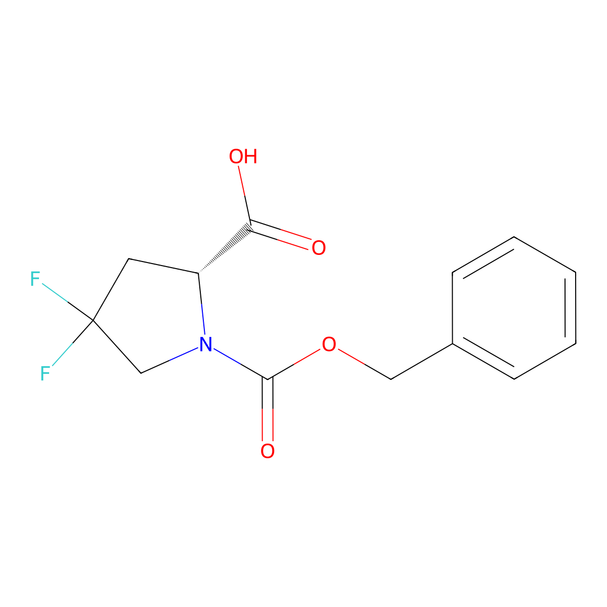 (R)-1-((Benzyloxy)carbonyl)-4,4-difluoropyrrolidine-2-carboxylic acid molecular structure, CAS 2136867-31-5