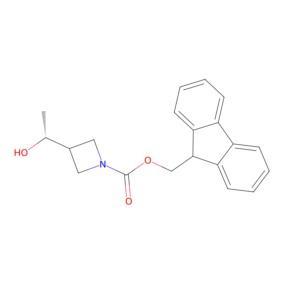 (9H-fluoren-9-yl)methyl 3-[(1R)-1-hydroxyethyl]azetidine-1-carboxylate molecular structure, CAS 2136869-04-8