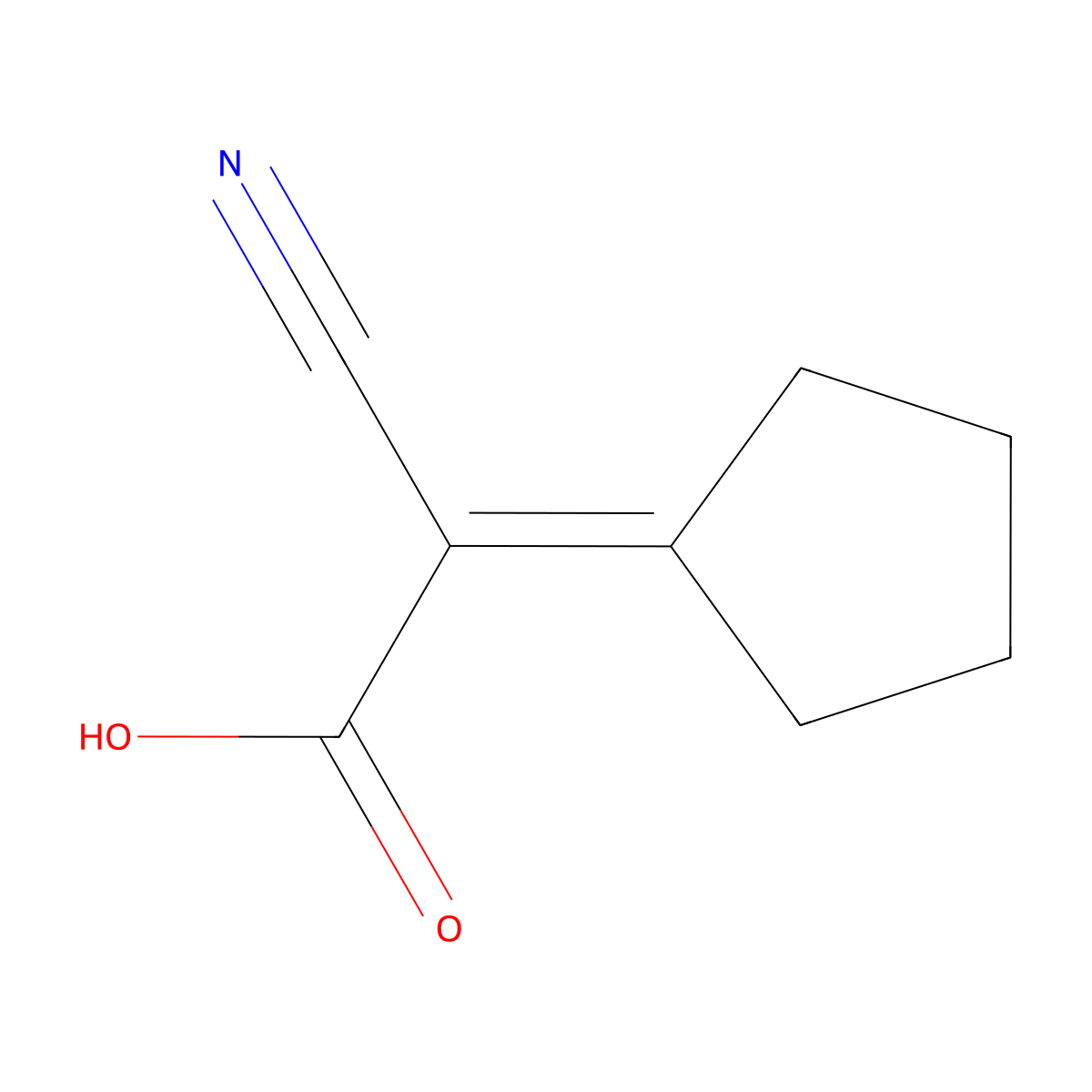 2-Cyano-2-cyclopentylideneacetic acid molecular structure, CAS 21369-42-6