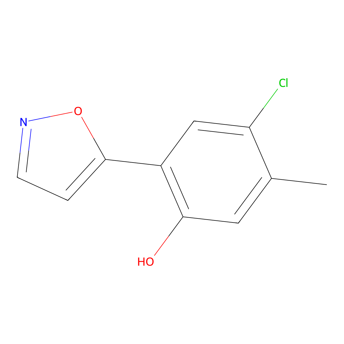 4-Chloro-2-(5-isoxazolyl)-5-methylphenol molecular structure, CAS 213690-32-5