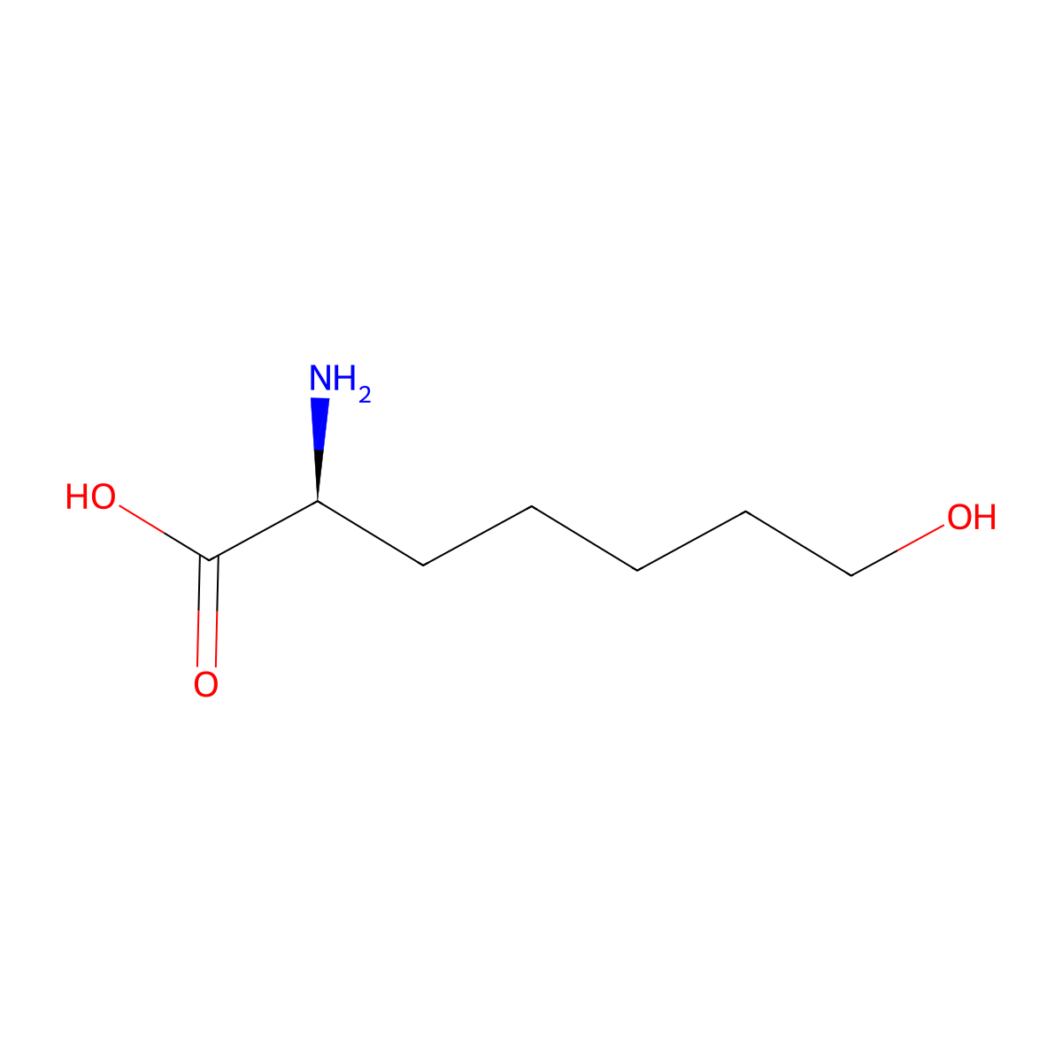 (S)-2-Amino-7-hydroxyheptanoic acid molecular structure, CAS 2136908-21-7