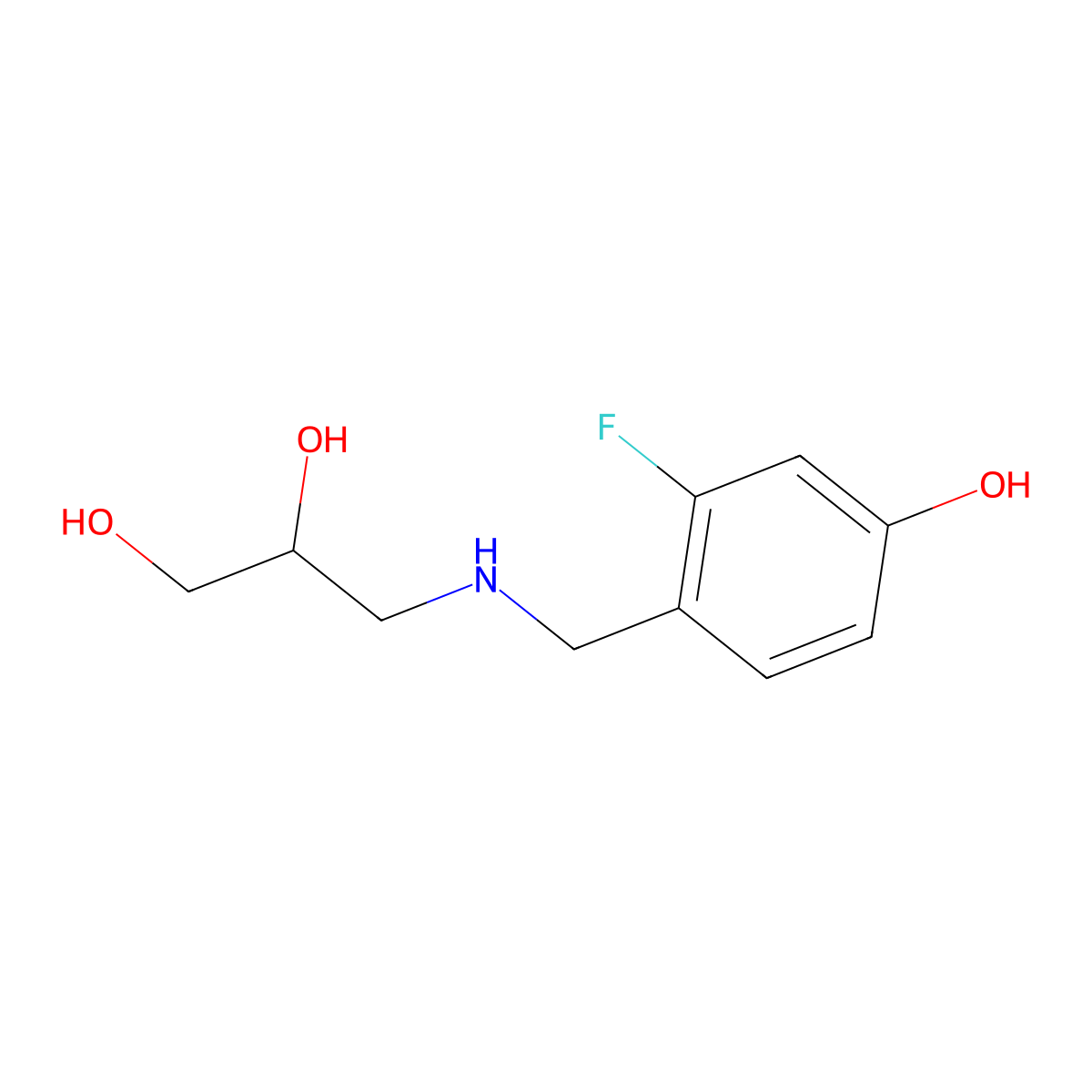 (2R)-3-{[(2-fluoro-4-hydroxyphenyl)methyl]amino}propane-1,2-diol molecular structure, CAS 2137025-97-7