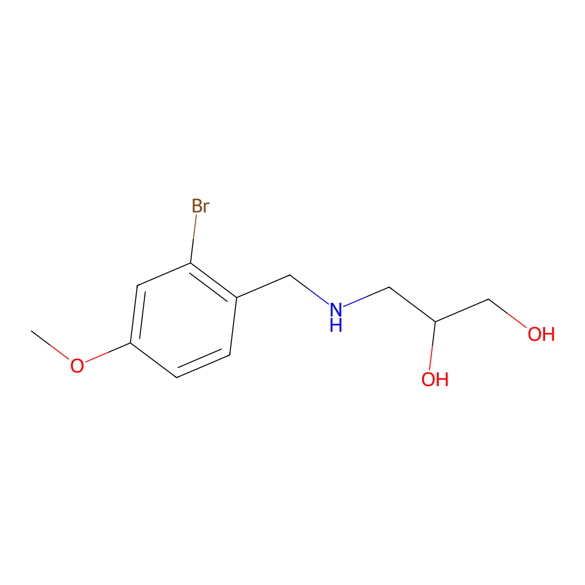 (2R)-3-{[(2-bromo-4-methoxyphenyl)methyl]amino}propane-1,2-diol molecular structure, CAS 2137026-17-4