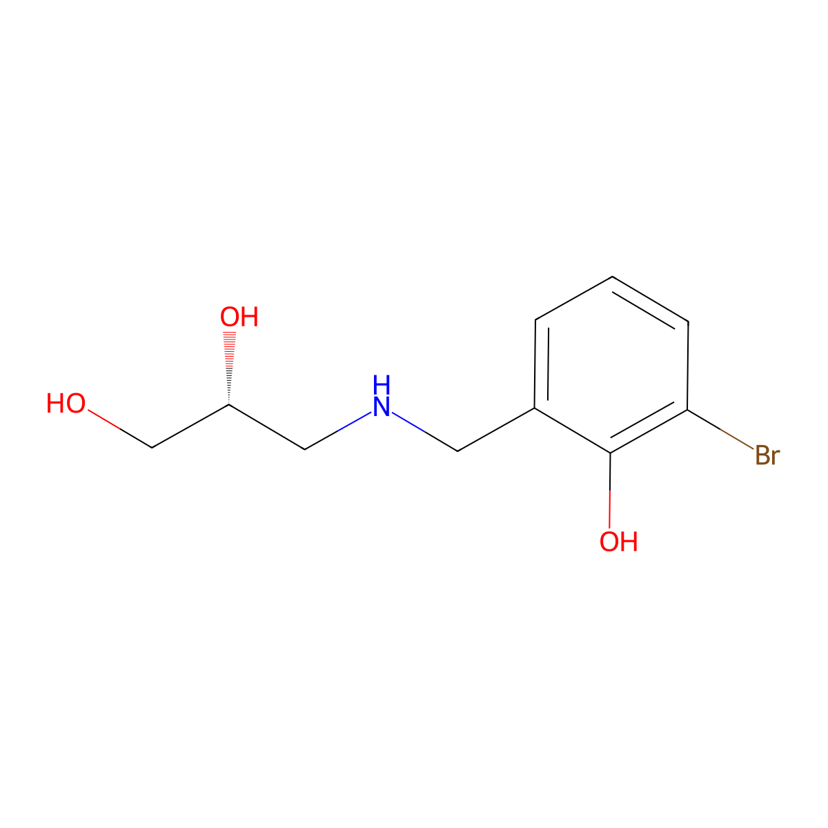 (2R)-3-{[(3-bromo-2-hydroxyphenyl)methyl]amino}propane-1,2-diol molecular structure, CAS 2137026-35-6