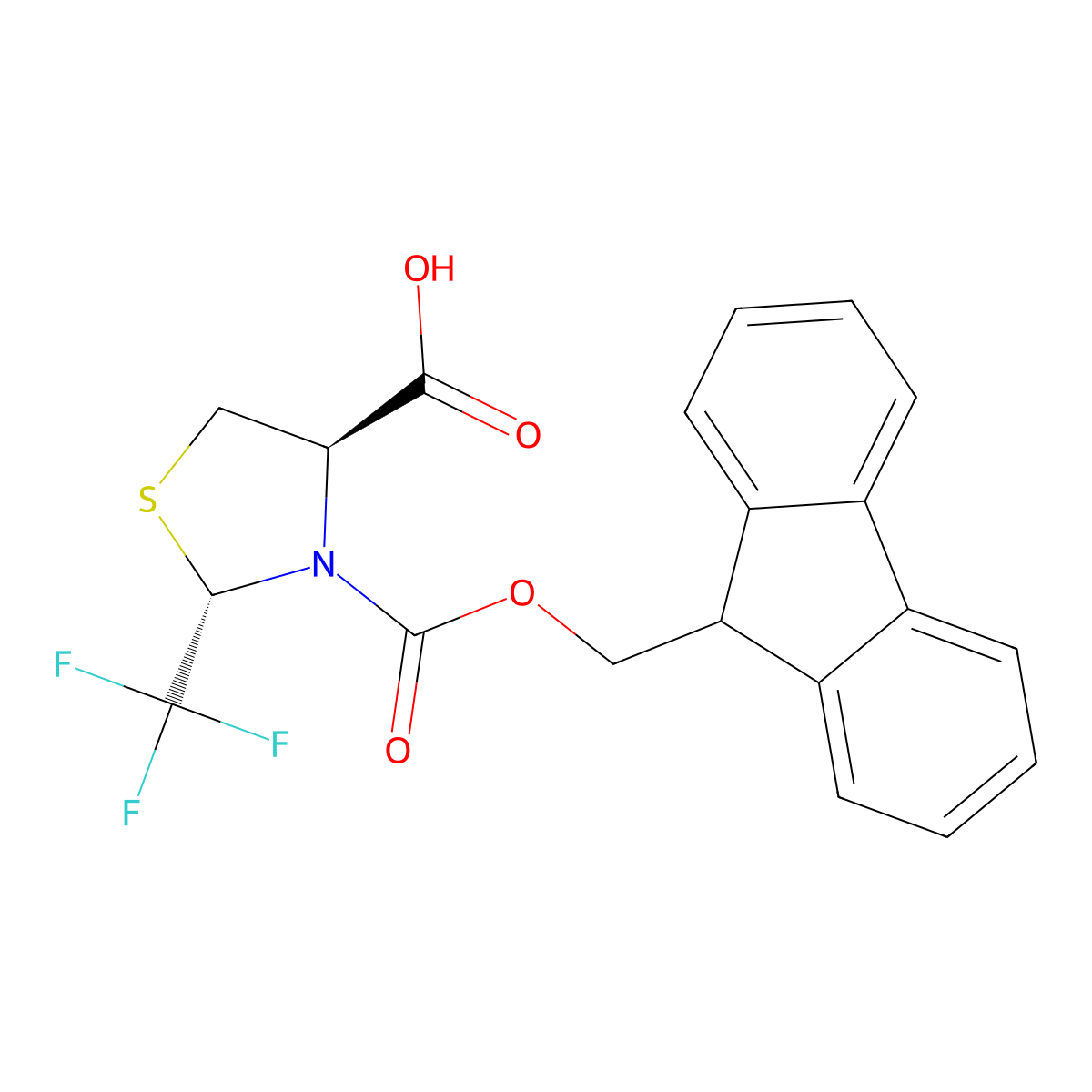 (2S,4R)-3-{[(9H-fluoren-9-yl)methoxy]carbonyl}-2-(trifluoromethyl)-1,3-thiazolidine-4-carboxylic acid molecular structure, CAS 2137026-79-8