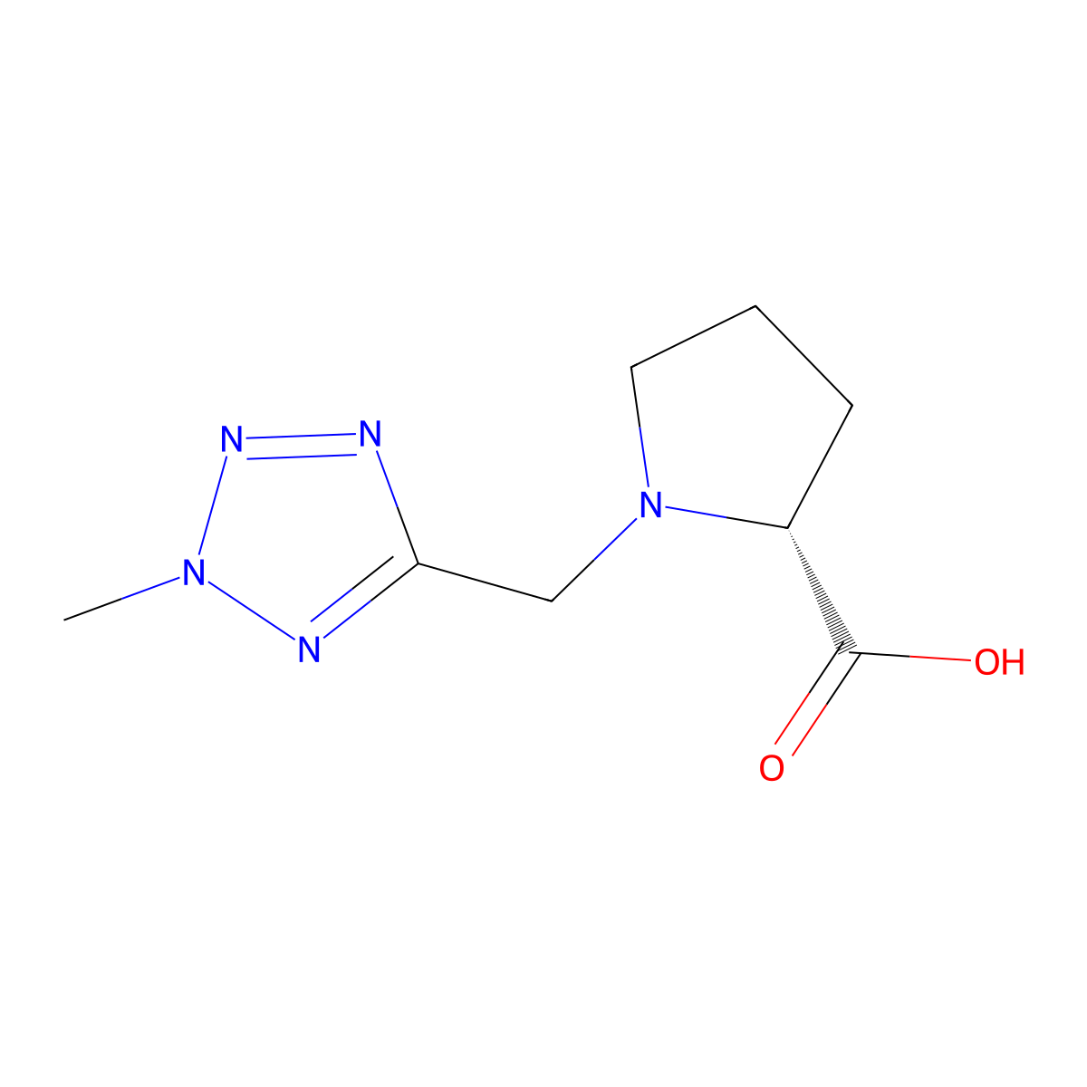 (2R)-1-[(2-methyl-2H-1,2,3,4-tetrazol-5-yl)methyl]pyrrolidine-2-carboxylic acid molecular structure, CAS 2137026-88-9